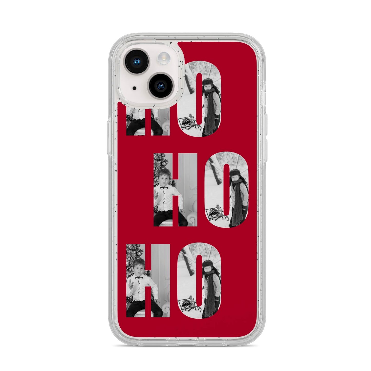 Red Ho Ho Ho Photo Upload Christmas iPhone 14 Plus Glitter Tough Case Starlight