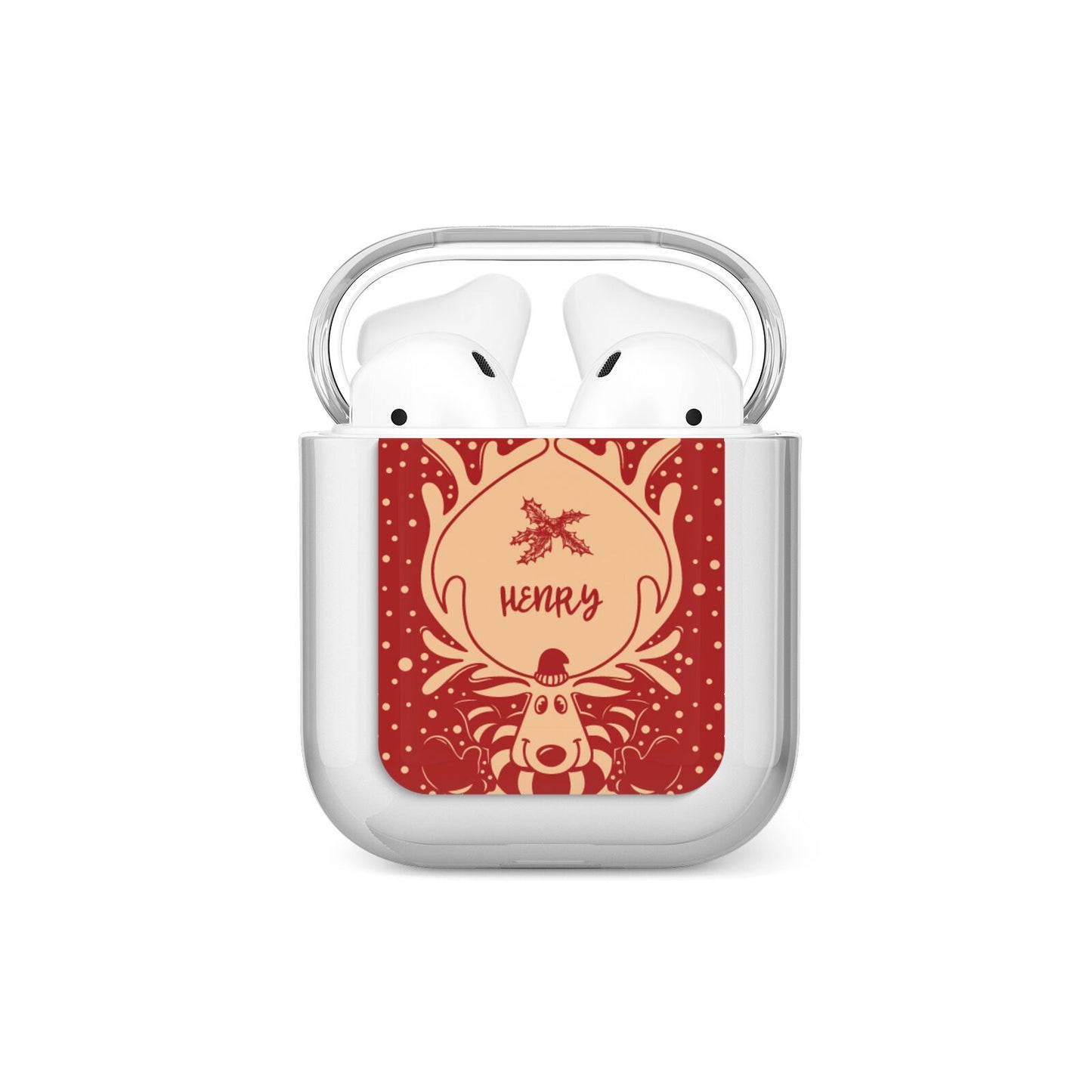 Red Personalised Rudolph AirPods Case