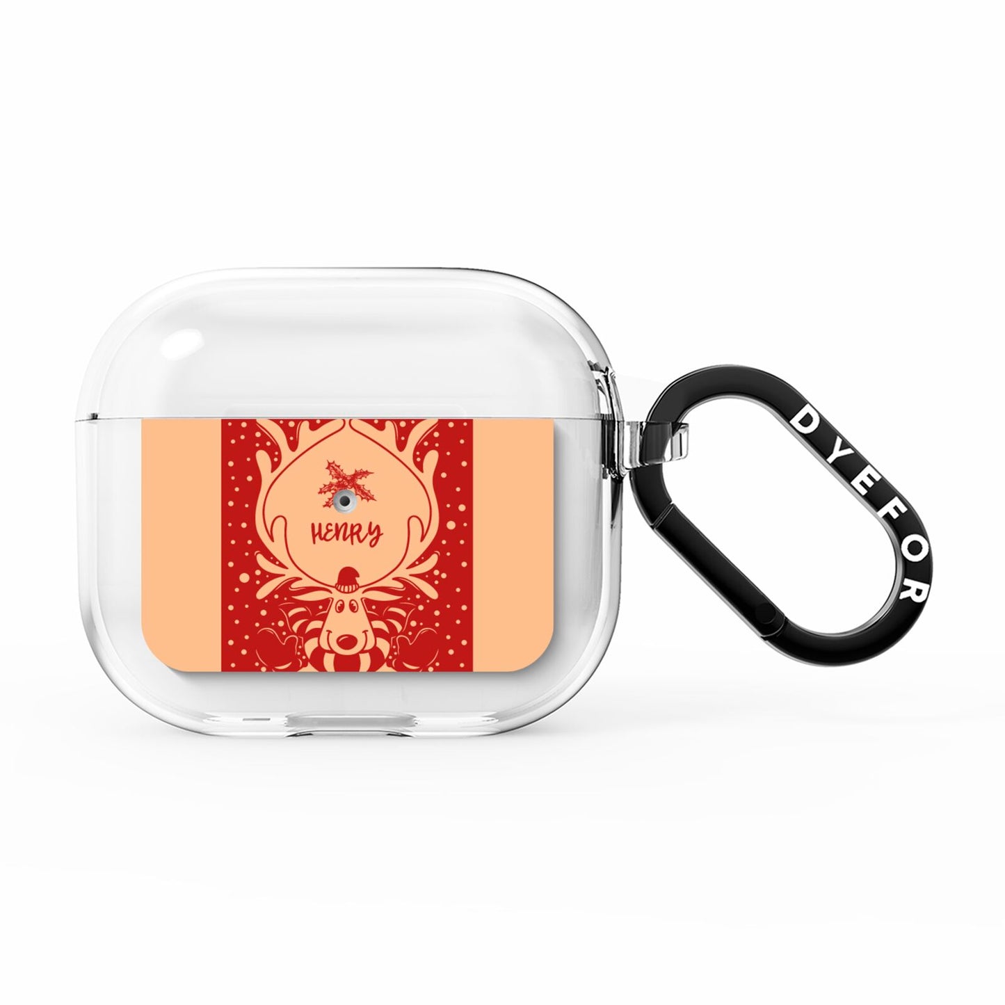 Red Personalised Rudolph AirPods Clear Case 3rd Gen