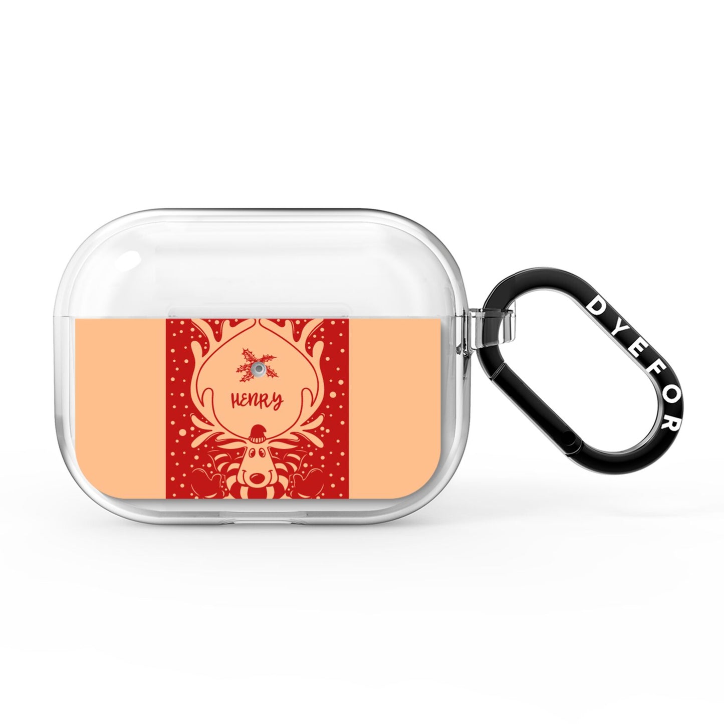 Red Personalised Rudolph AirPods Pro Clear Case