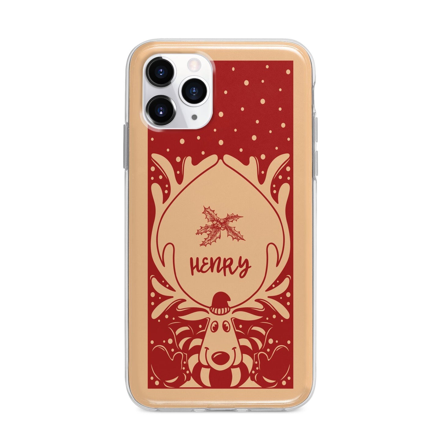 Red Personalised Rudolph Apple iPhone 11 Pro in Silver with Bumper Case