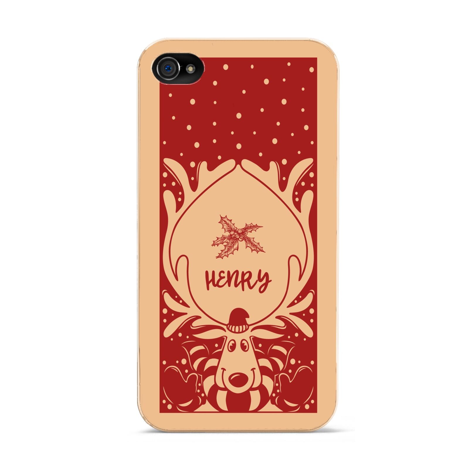 Red Personalised Rudolph Apple iPhone 4s Case