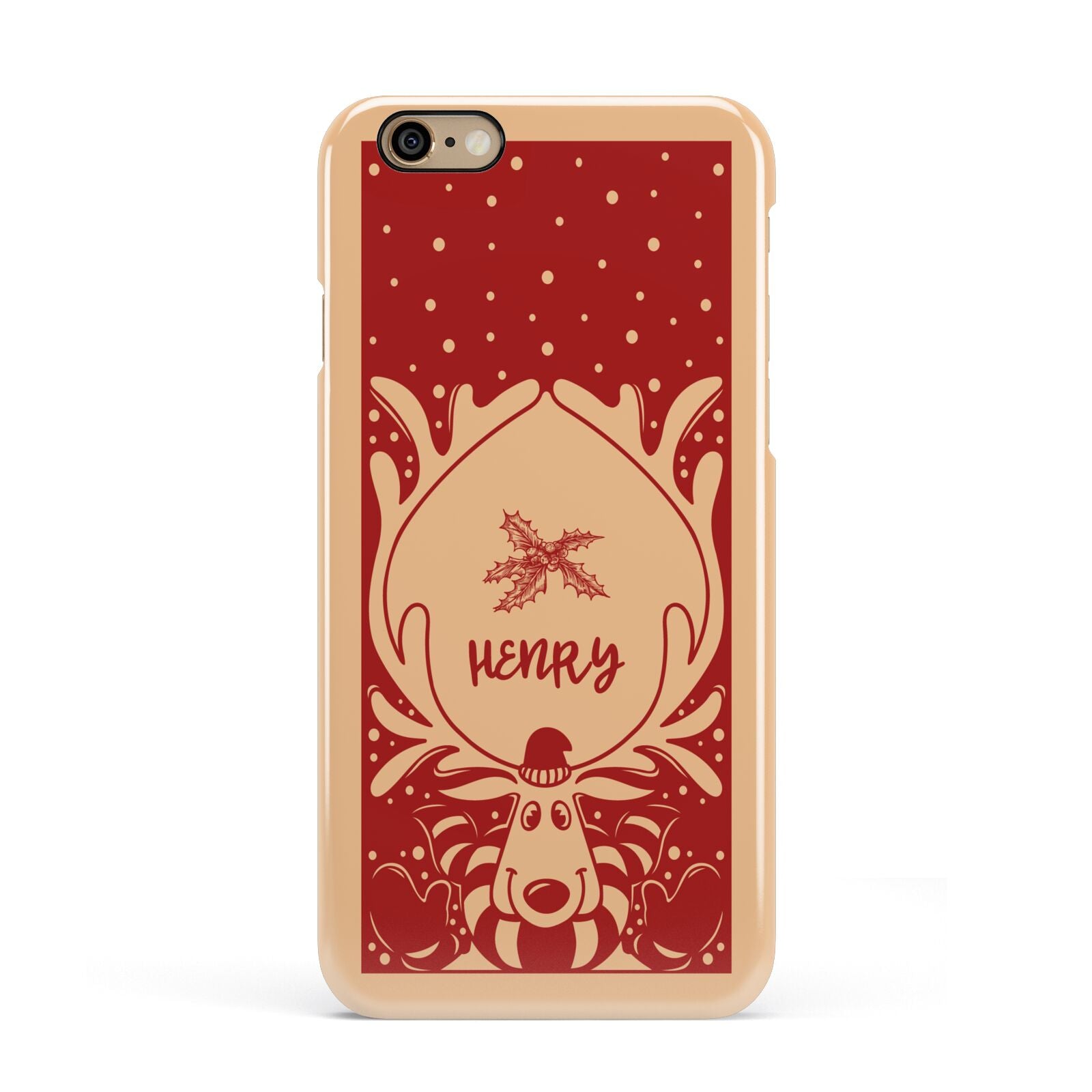 Red Personalised Rudolph Apple iPhone 6 3D Snap Case