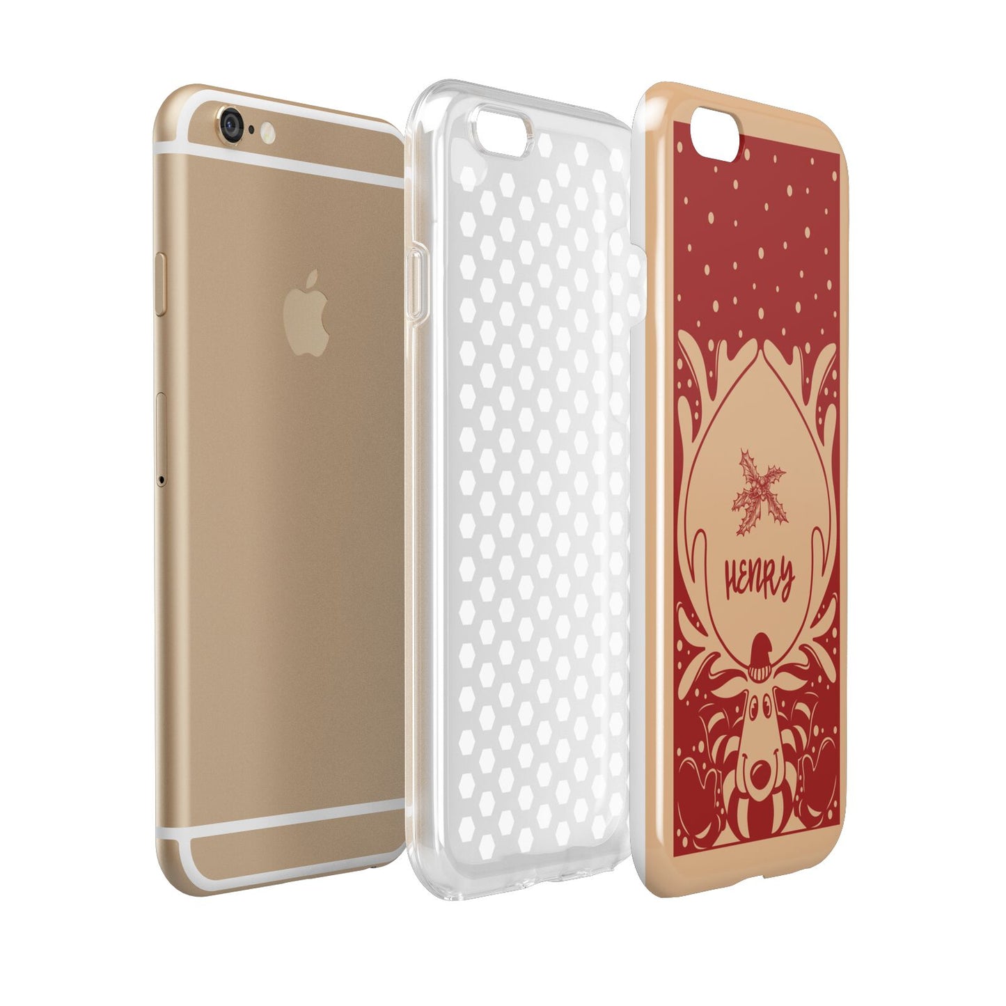 Red Personalised Rudolph Apple iPhone 6 3D Tough Case Expanded view