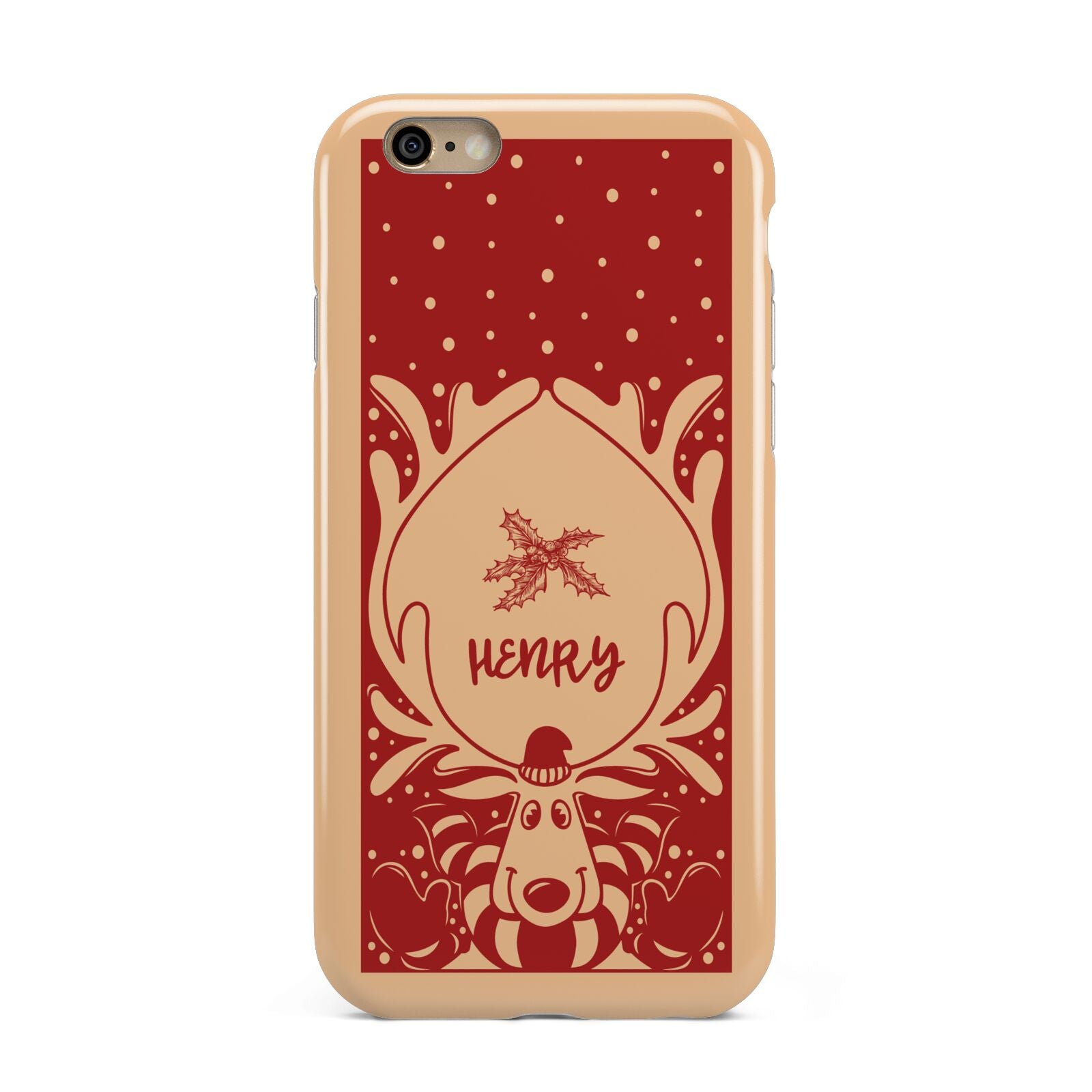 Red Personalised Rudolph Apple iPhone 6 3D Tough Case