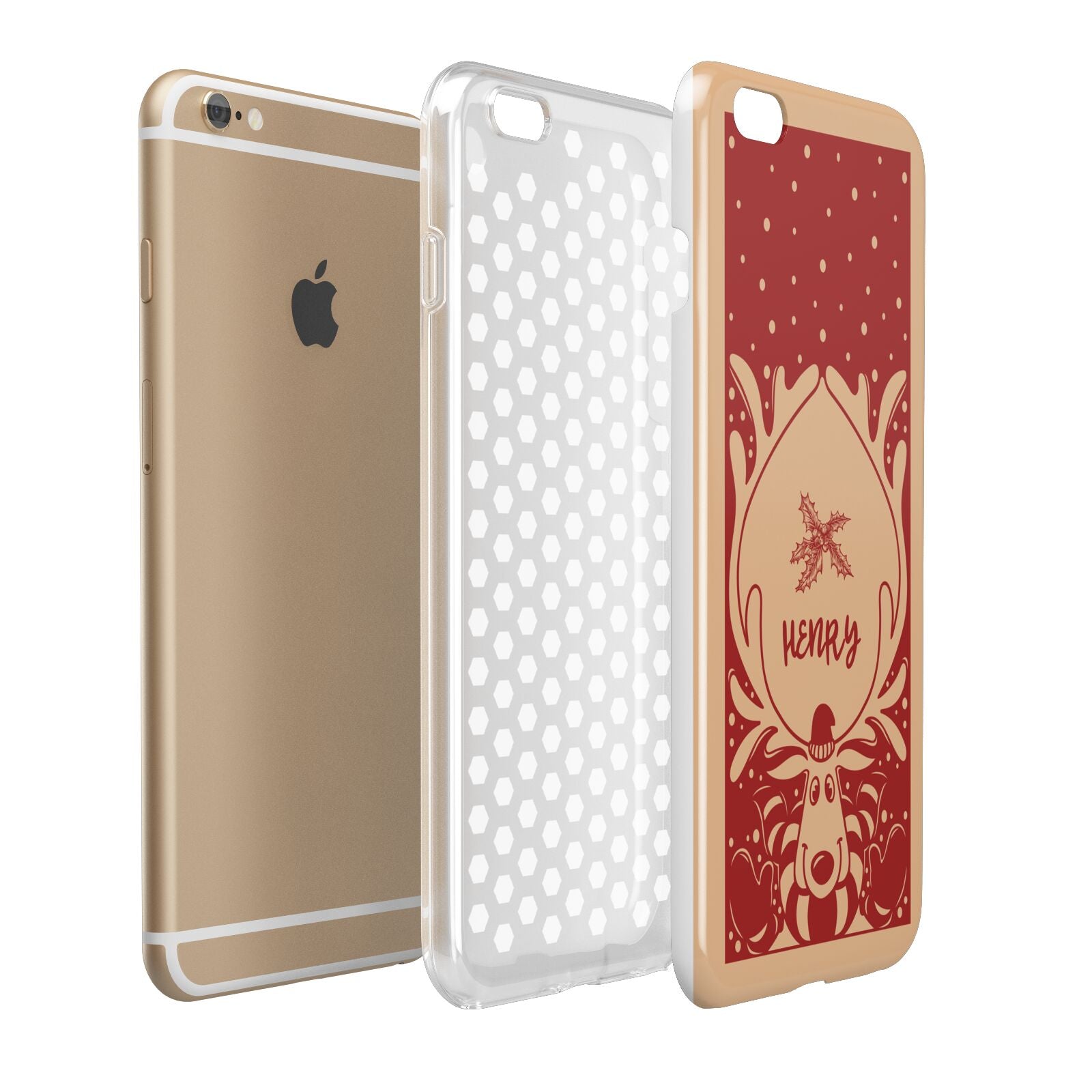 Red Personalised Rudolph Apple iPhone 6 Plus 3D Tough Case Expand Detail Image