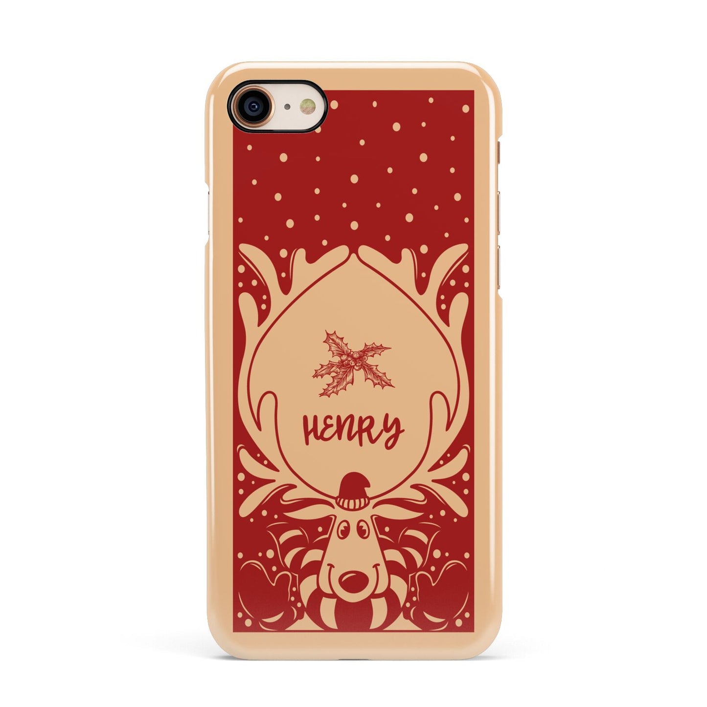 Red Personalised Rudolph Apple iPhone 7 8 3D Snap Case