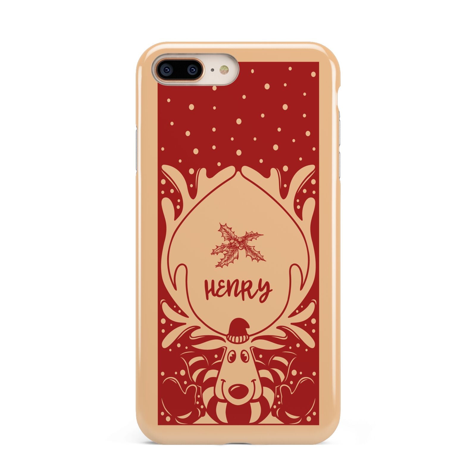 Red Personalised Rudolph Apple iPhone 7 8 Plus 3D Tough Case