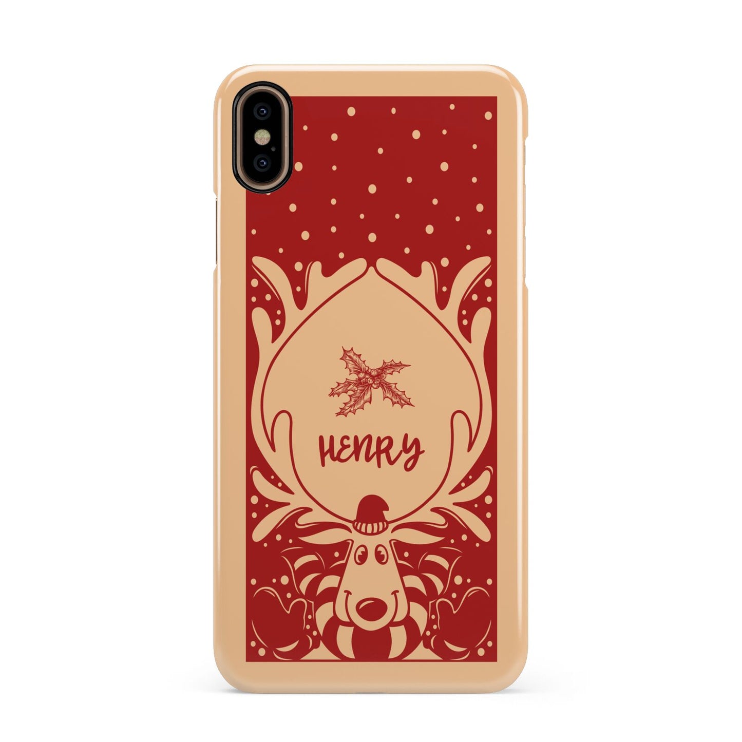 Red Personalised Rudolph Apple iPhone Xs Max 3D Snap Case