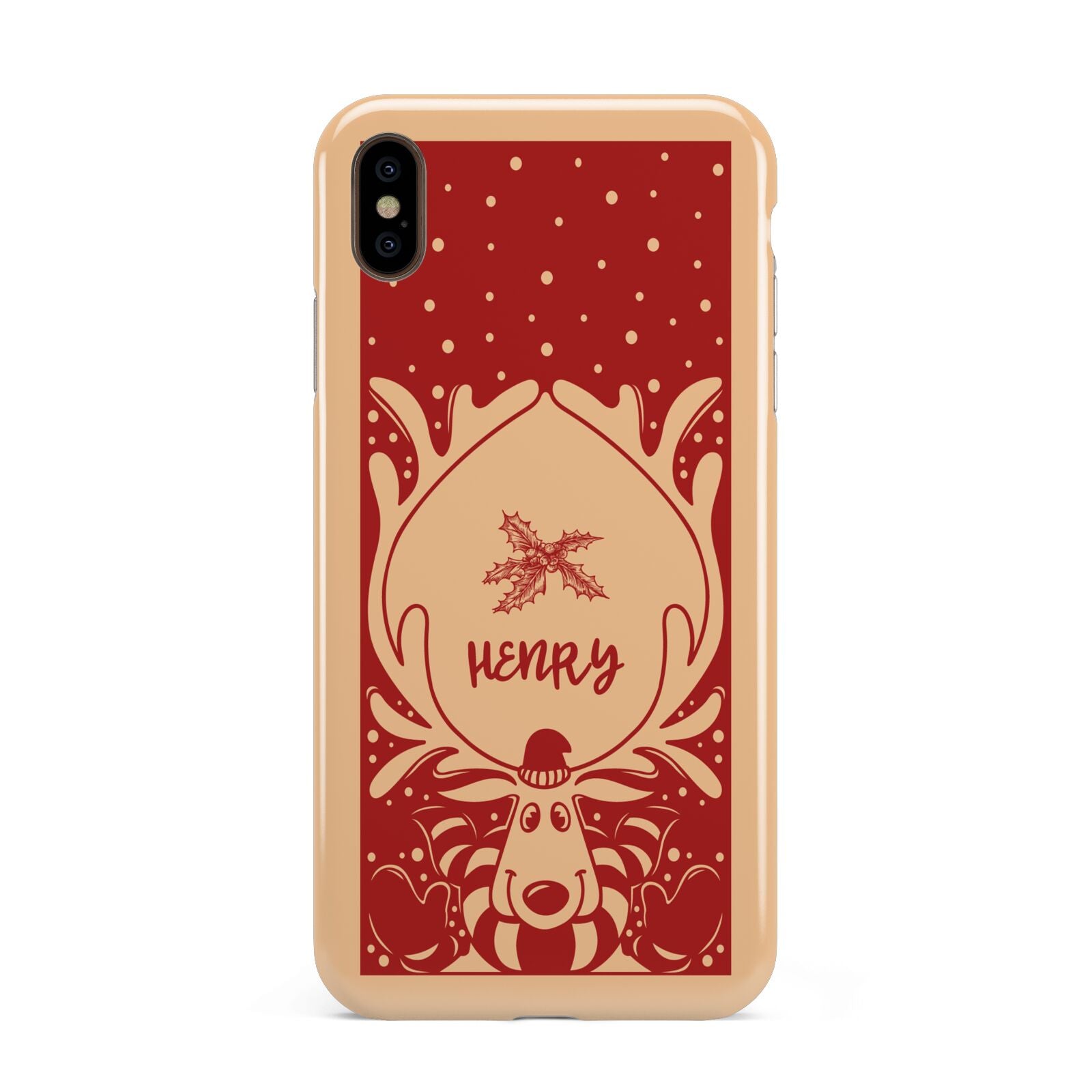 Red Personalised Rudolph Apple iPhone Xs Max 3D Tough Case