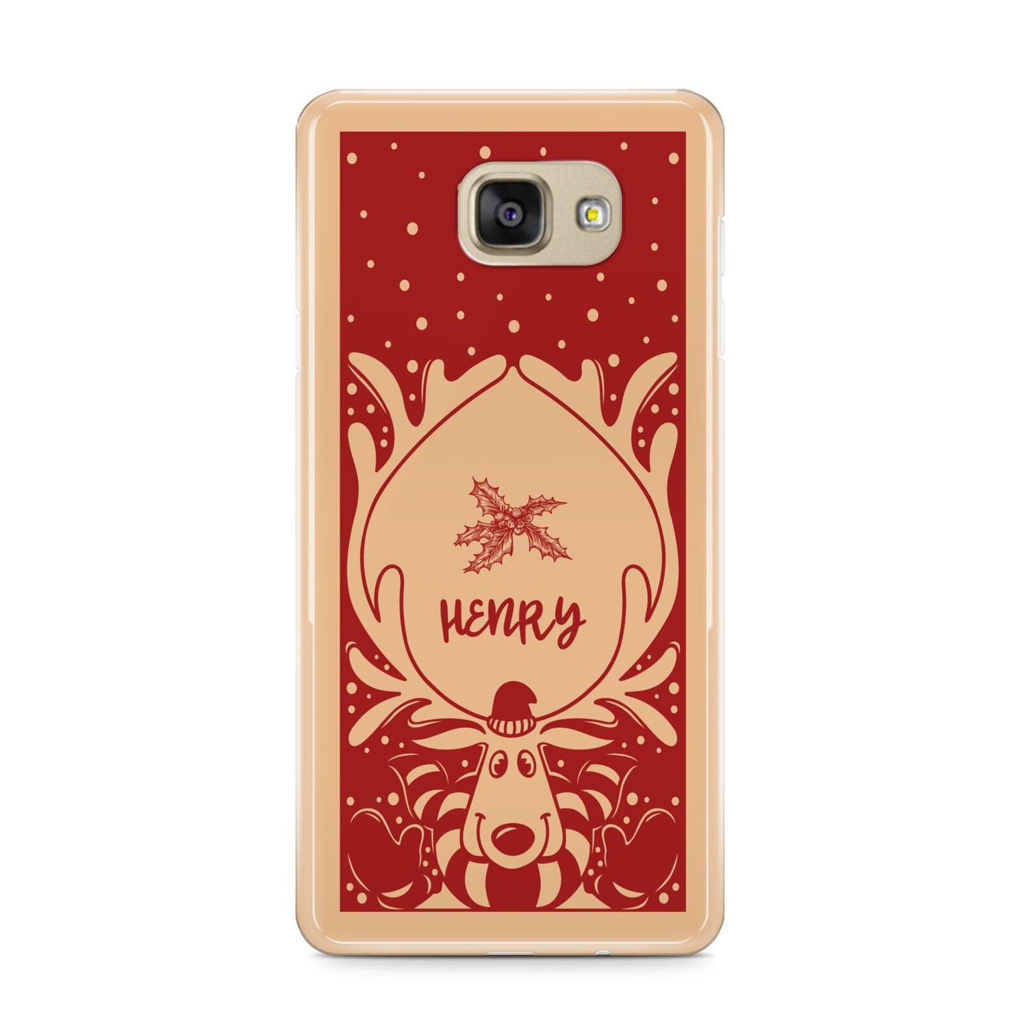 Red Personalised Rudolph Samsung Galaxy A9 2016 Case on gold phone