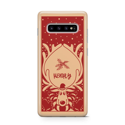 Red Personalised Rudolph Samsung Galaxy S10 Case