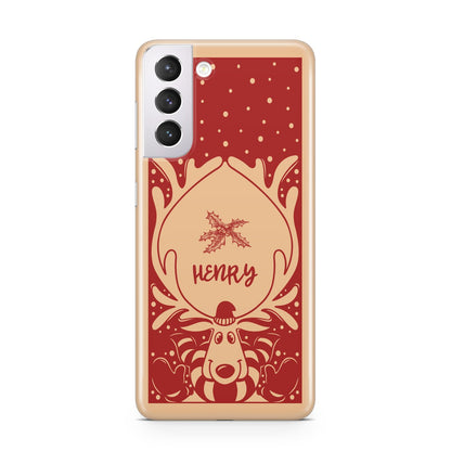 Red Personalised Rudolph Samsung S21 Case