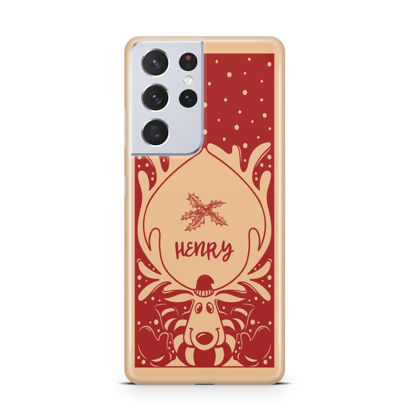 Red Personalised Rudolph Samsung S21 Ultra Case