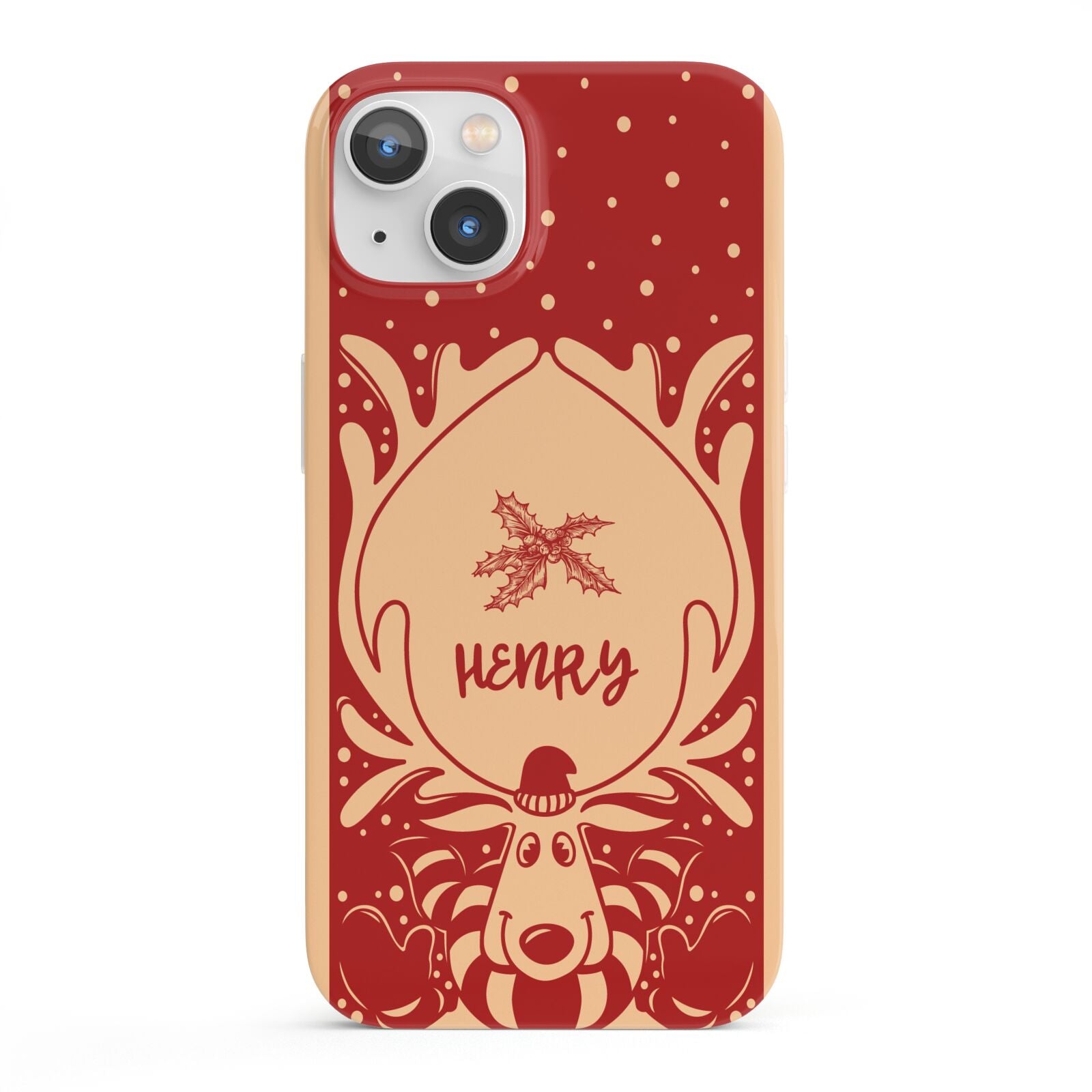 Red Personalised Rudolph iPhone 13 Full Wrap 3D Snap Case