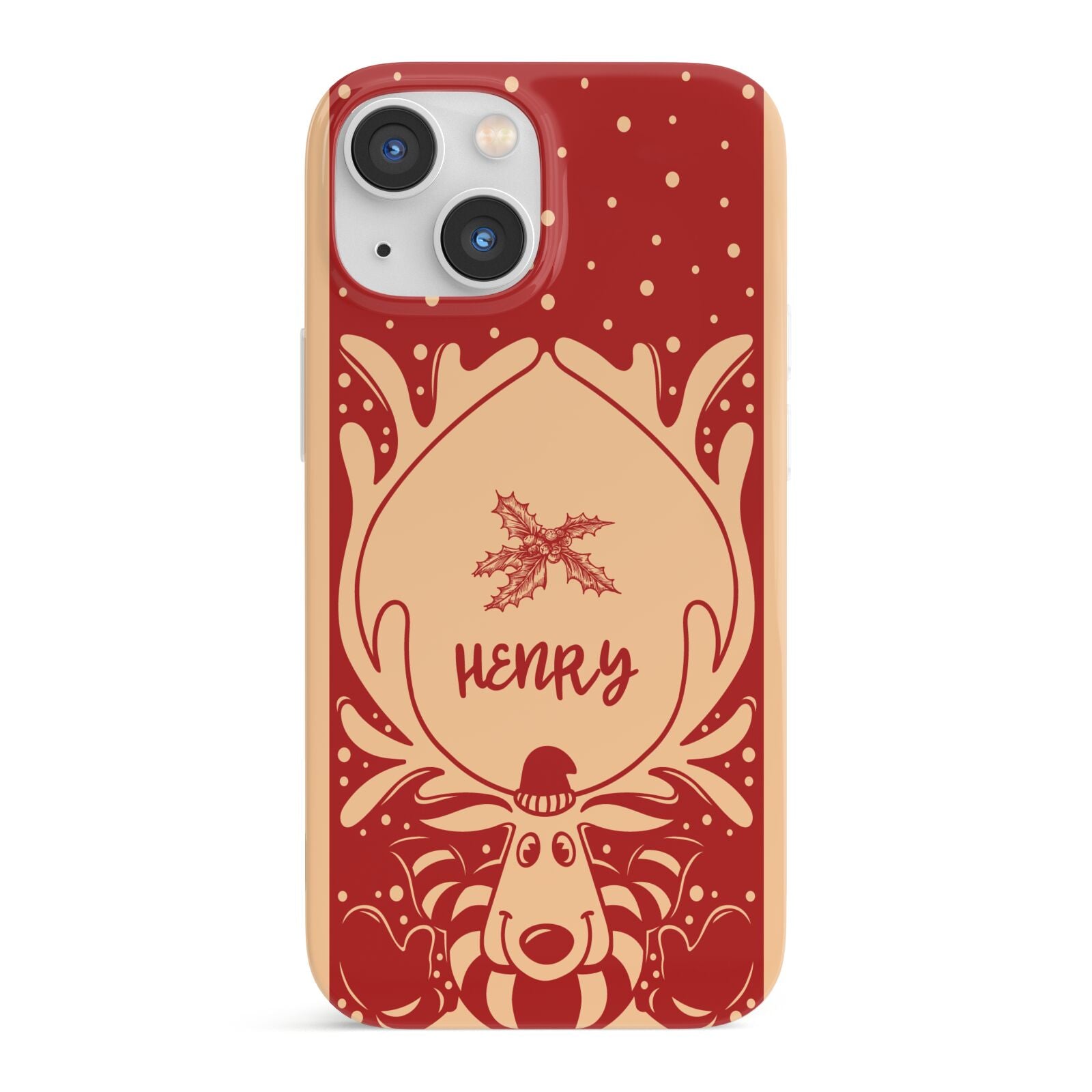 Red Personalised Rudolph iPhone 13 Mini Full Wrap 3D Snap Case