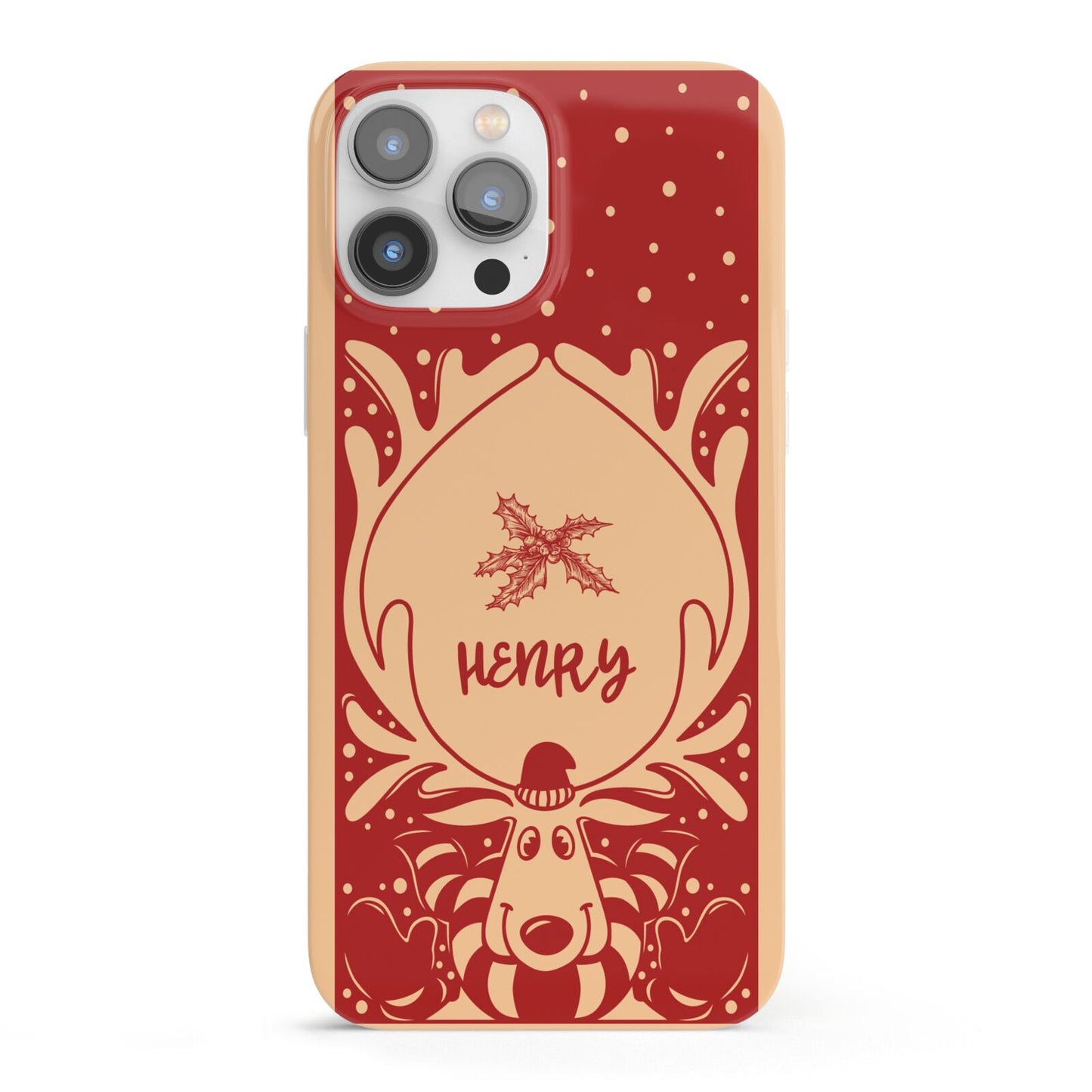 Red Personalised Rudolph iPhone 13 Pro Max Full Wrap 3D Snap Case