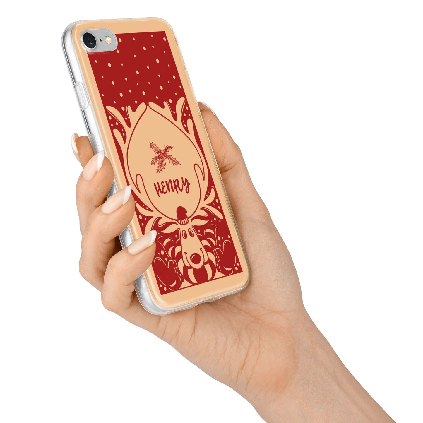 Red Personalised Rudolph iPhone 7 Bumper Case on Silver iPhone Alternative Image