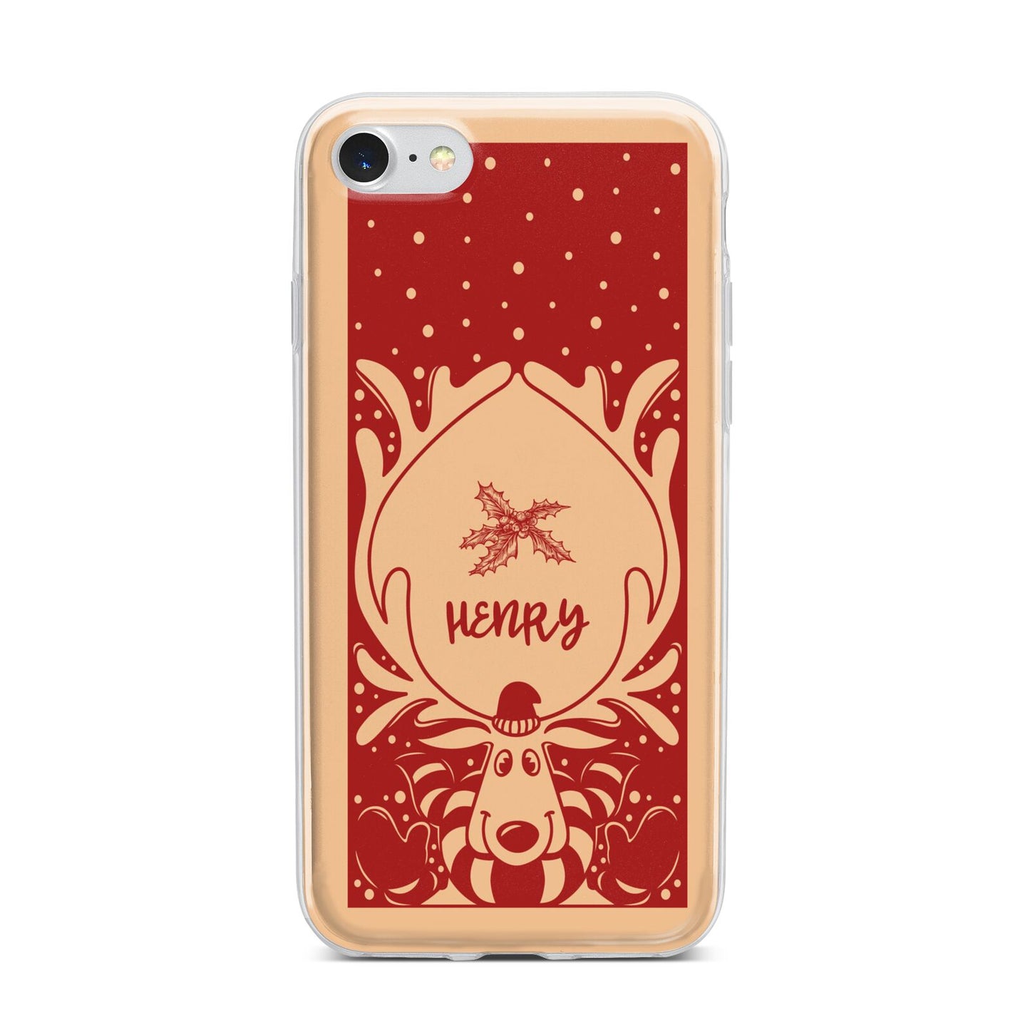 Red Personalised Rudolph iPhone 7 Bumper Case on Silver iPhone