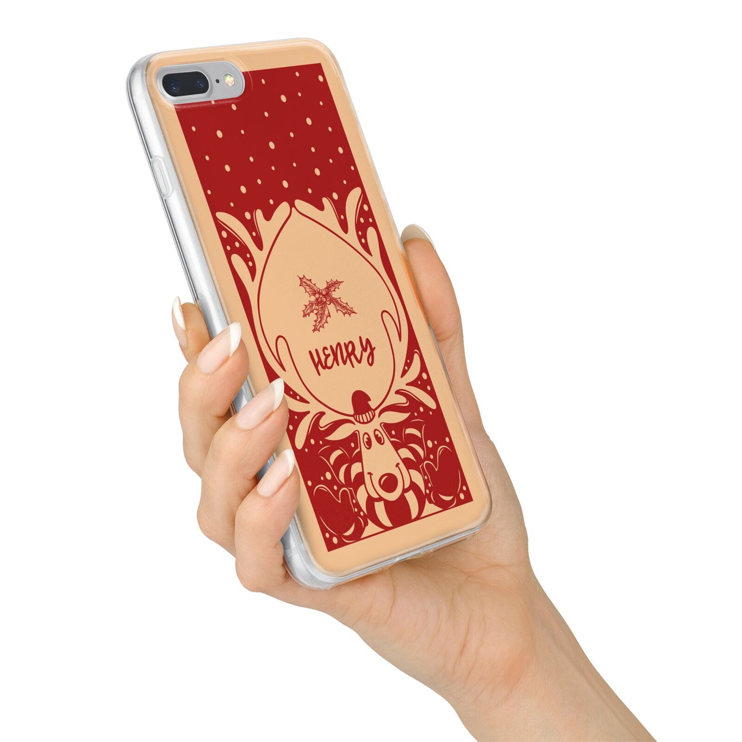 Red Personalised Rudolph iPhone 7 Plus Bumper Case on Silver iPhone Alternative Image