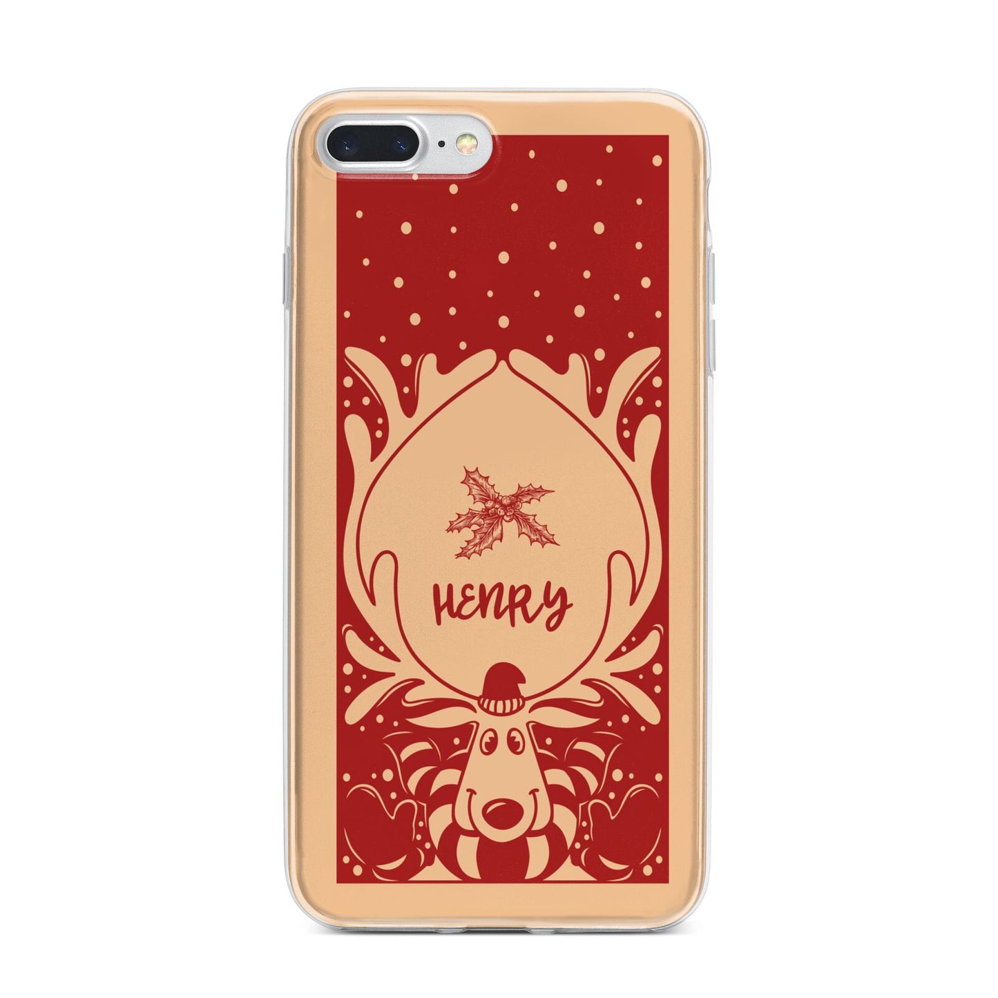 Red Personalised Rudolph iPhone 7 Plus Bumper Case on Silver iPhone