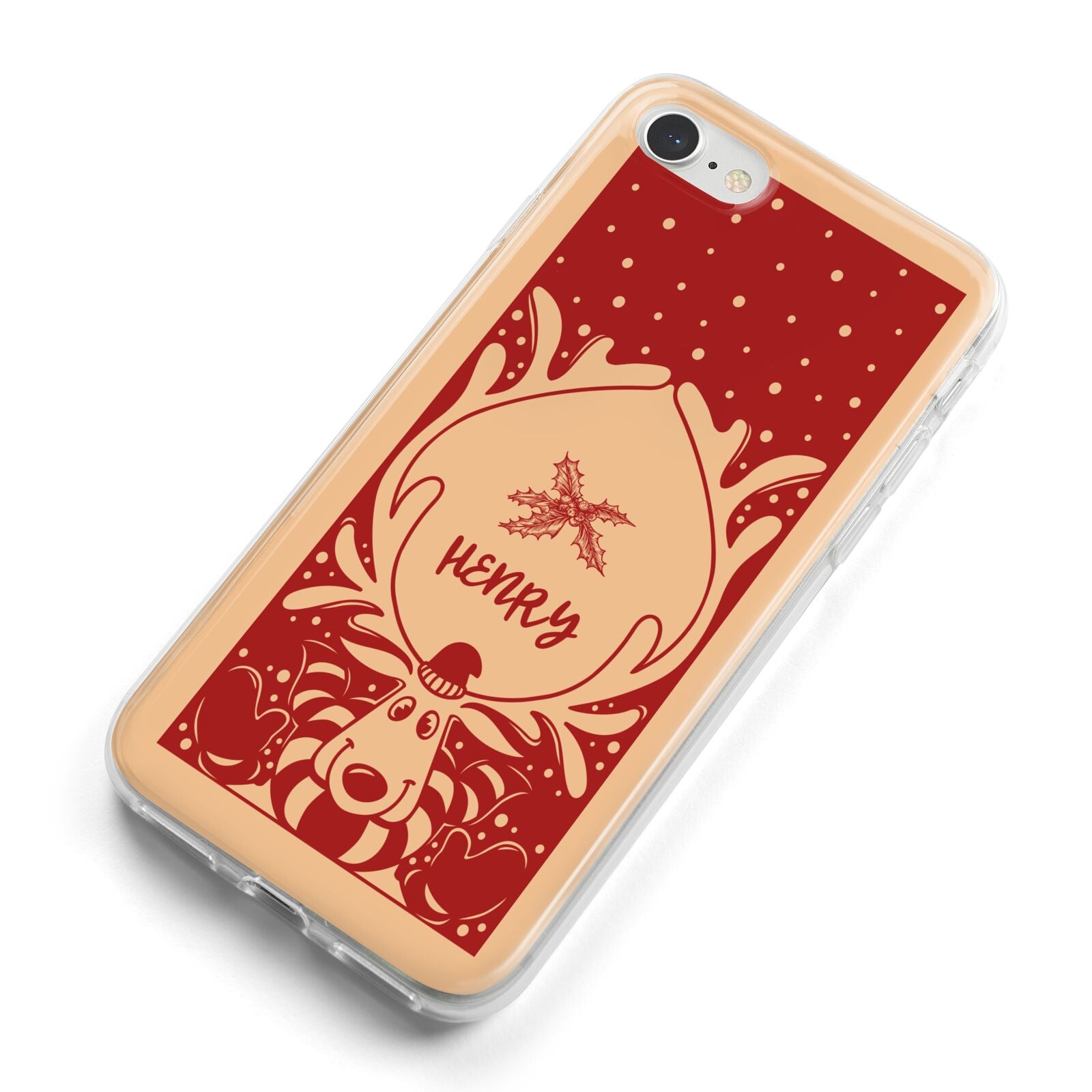 Red Personalised Rudolph iPhone 8 Bumper Case on Silver iPhone Alternative Image