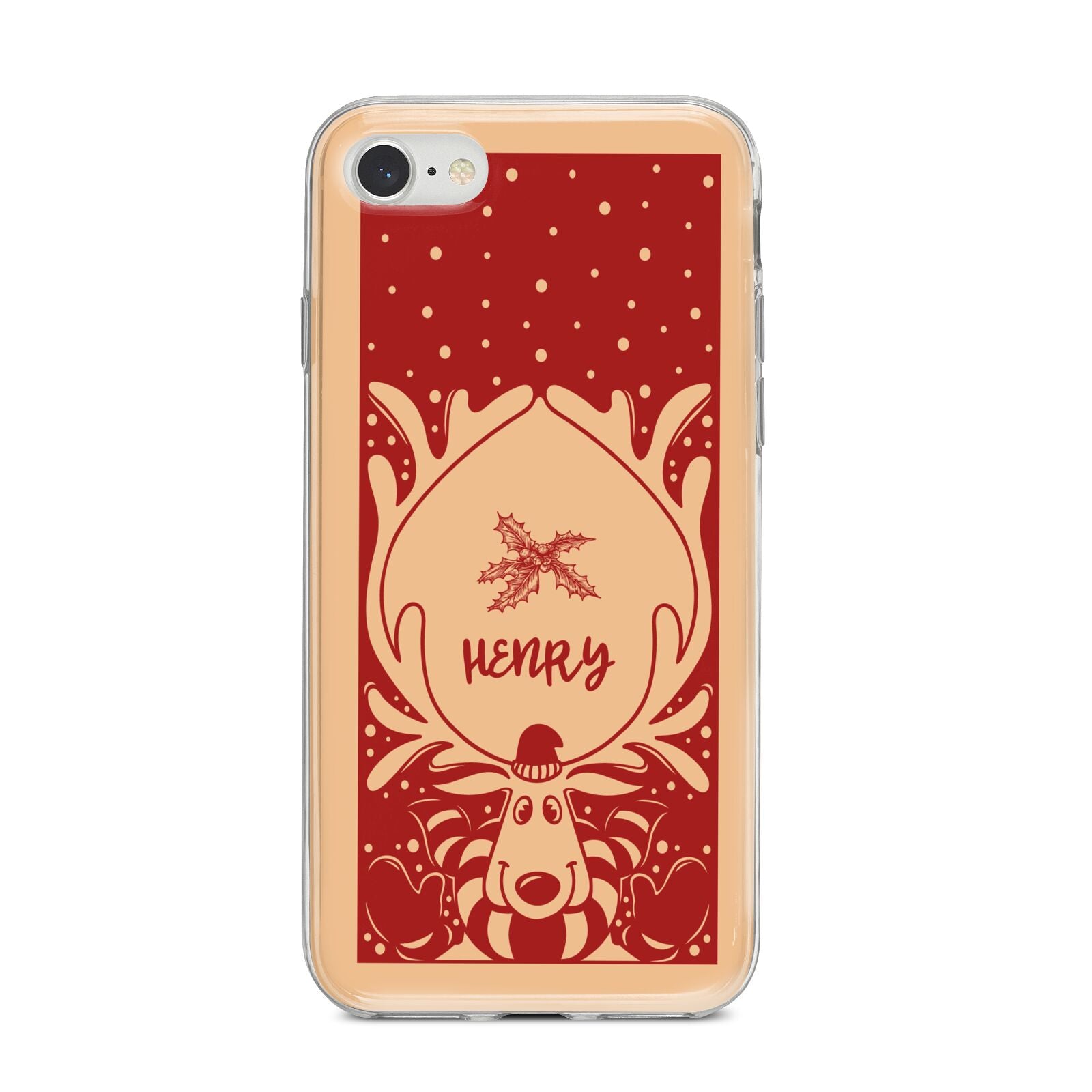 Red Personalised Rudolph iPhone 8 Bumper Case on Silver iPhone