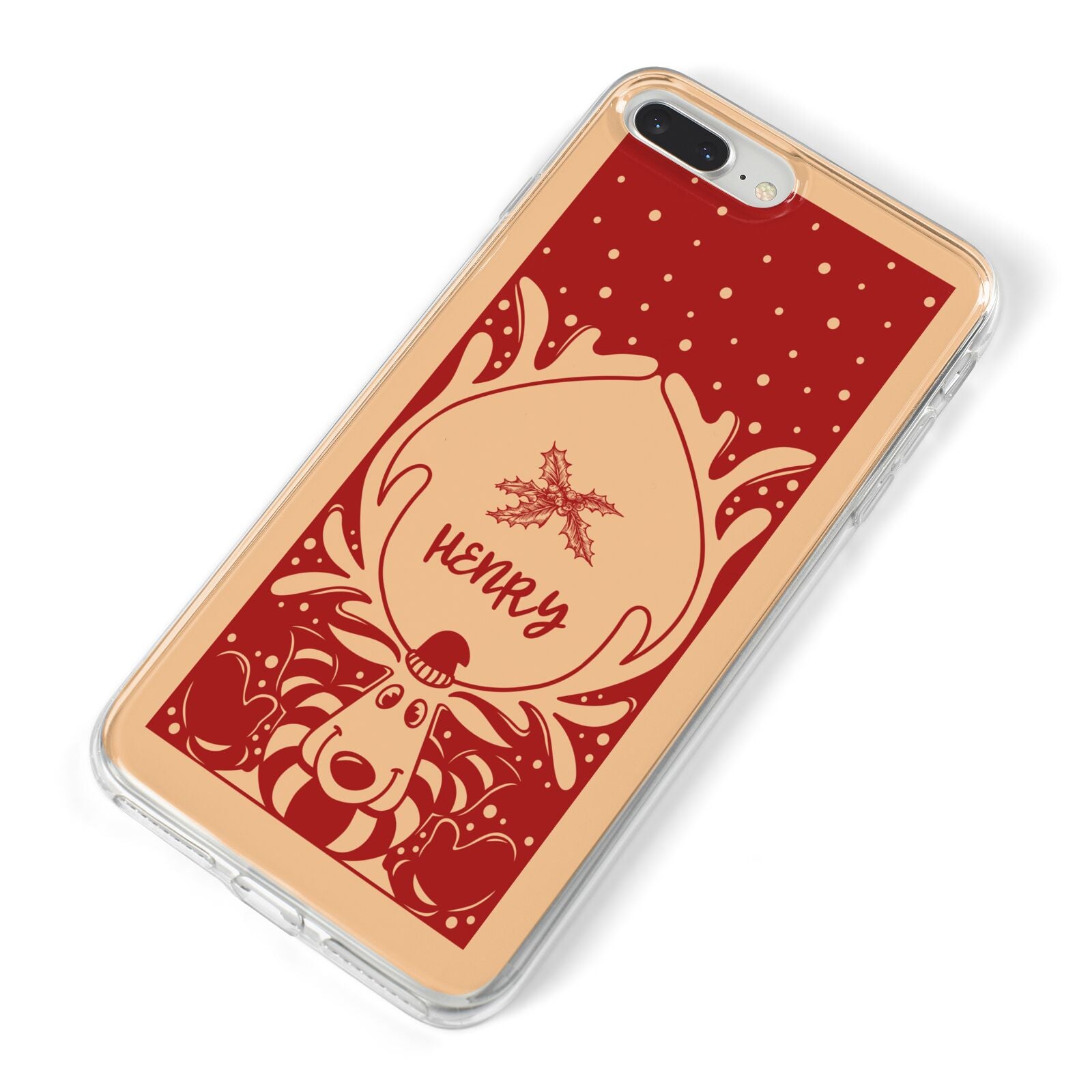 Red Personalised Rudolph iPhone 8 Plus Bumper Case on Silver iPhone Alternative Image