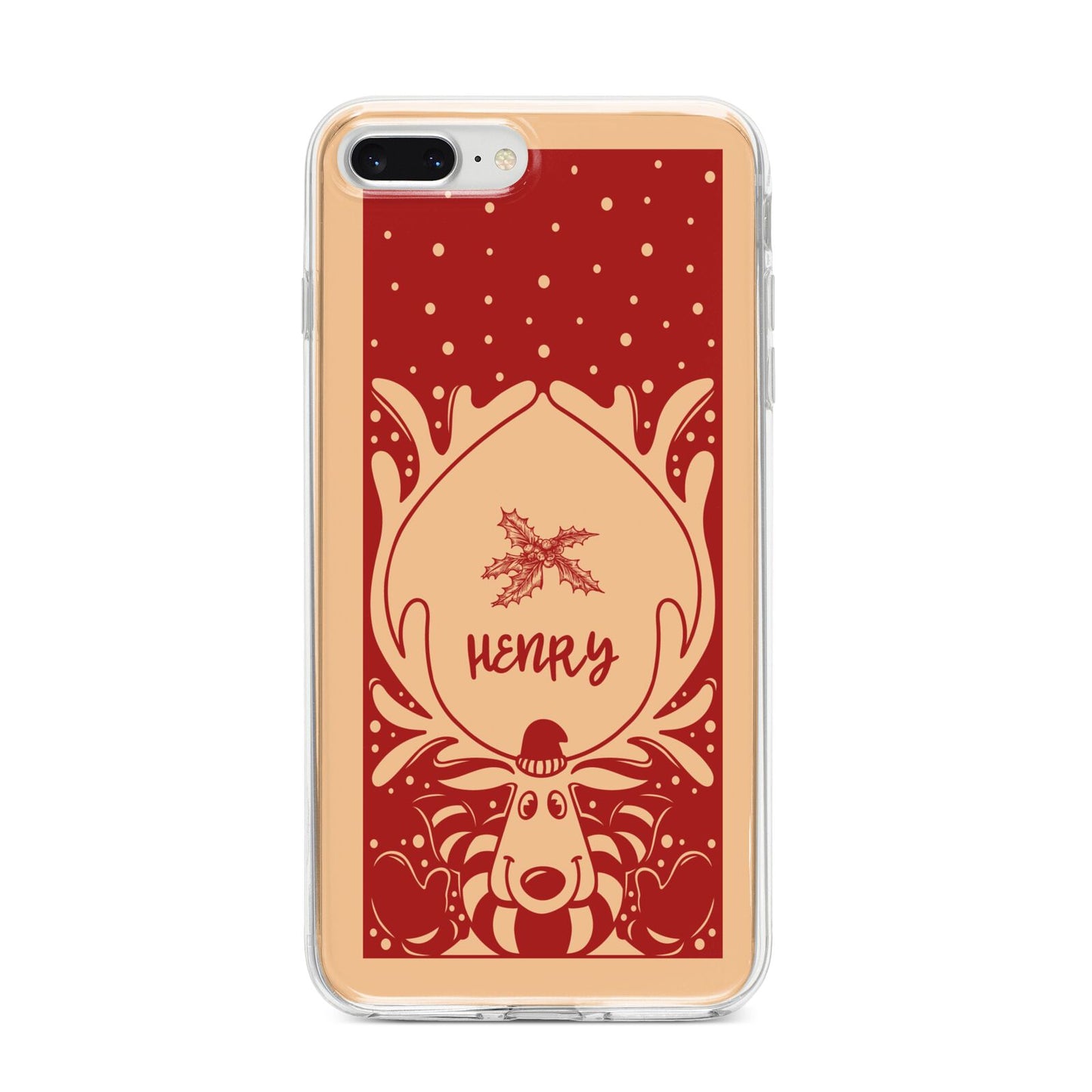 Red Personalised Rudolph iPhone 8 Plus Bumper Case on Silver iPhone