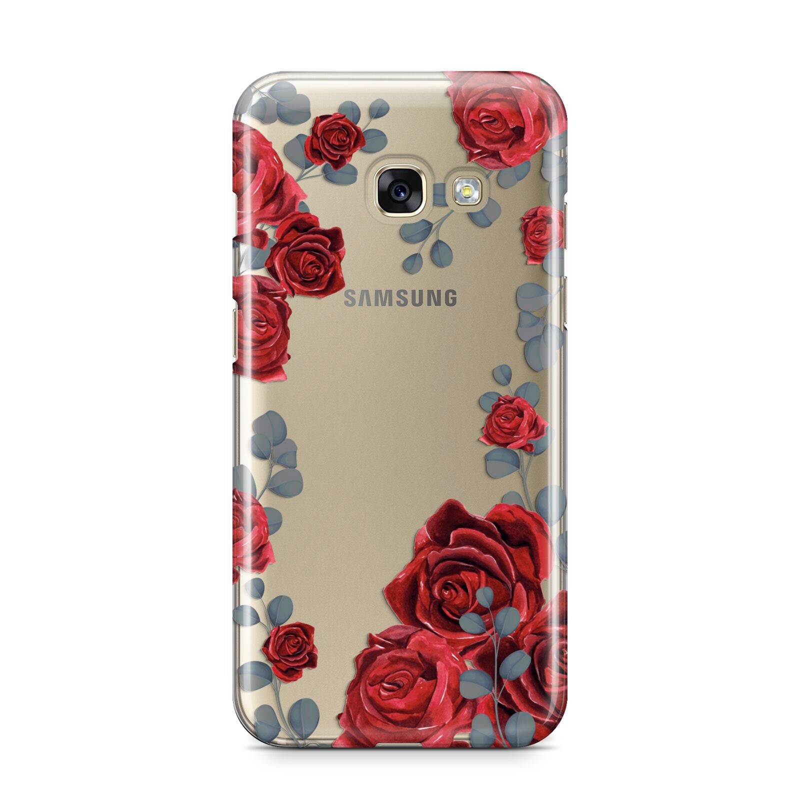 Red Roses Samsung Galaxy A3 2017 Case on gold phone