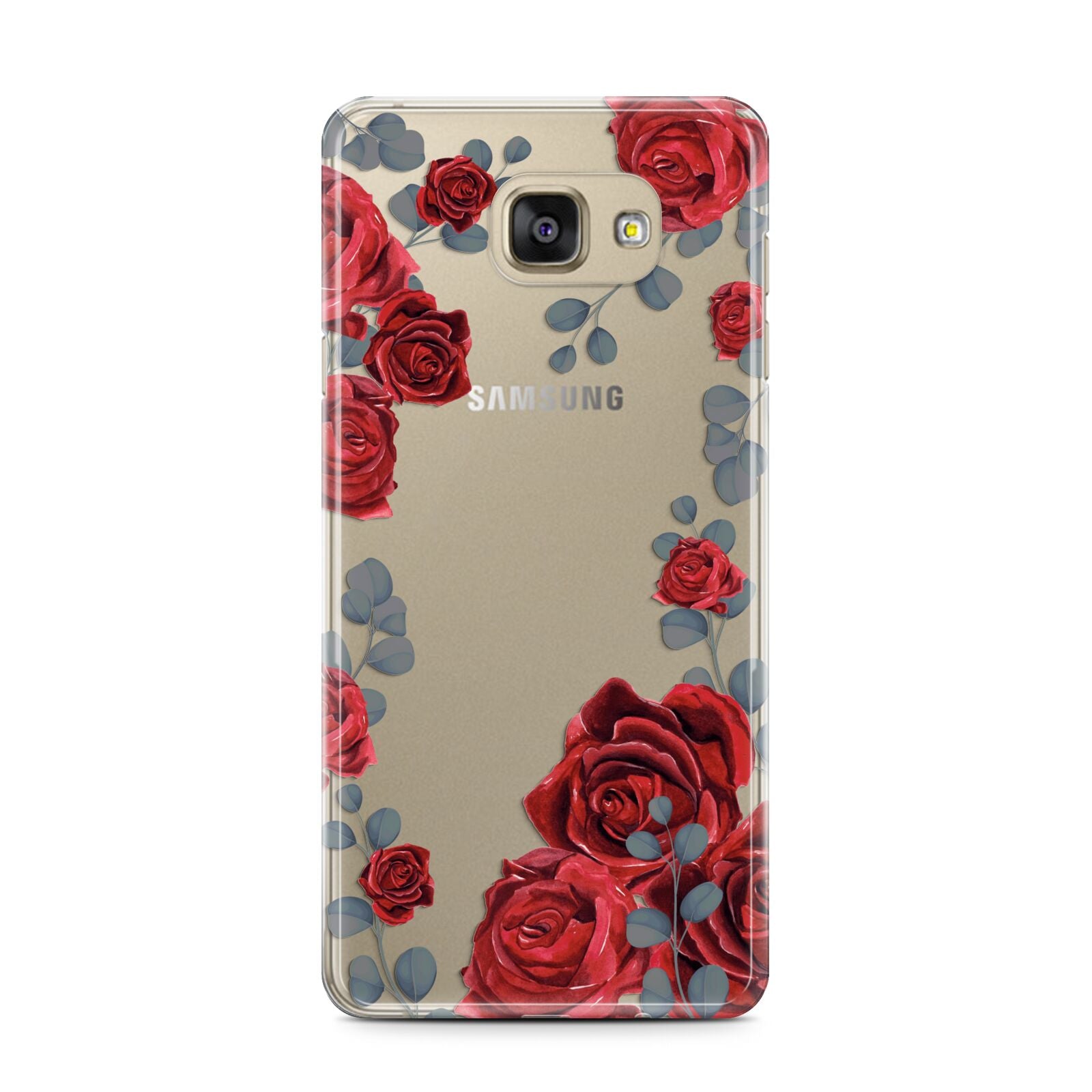 Red Roses Samsung Galaxy A7 2016 Case on gold phone