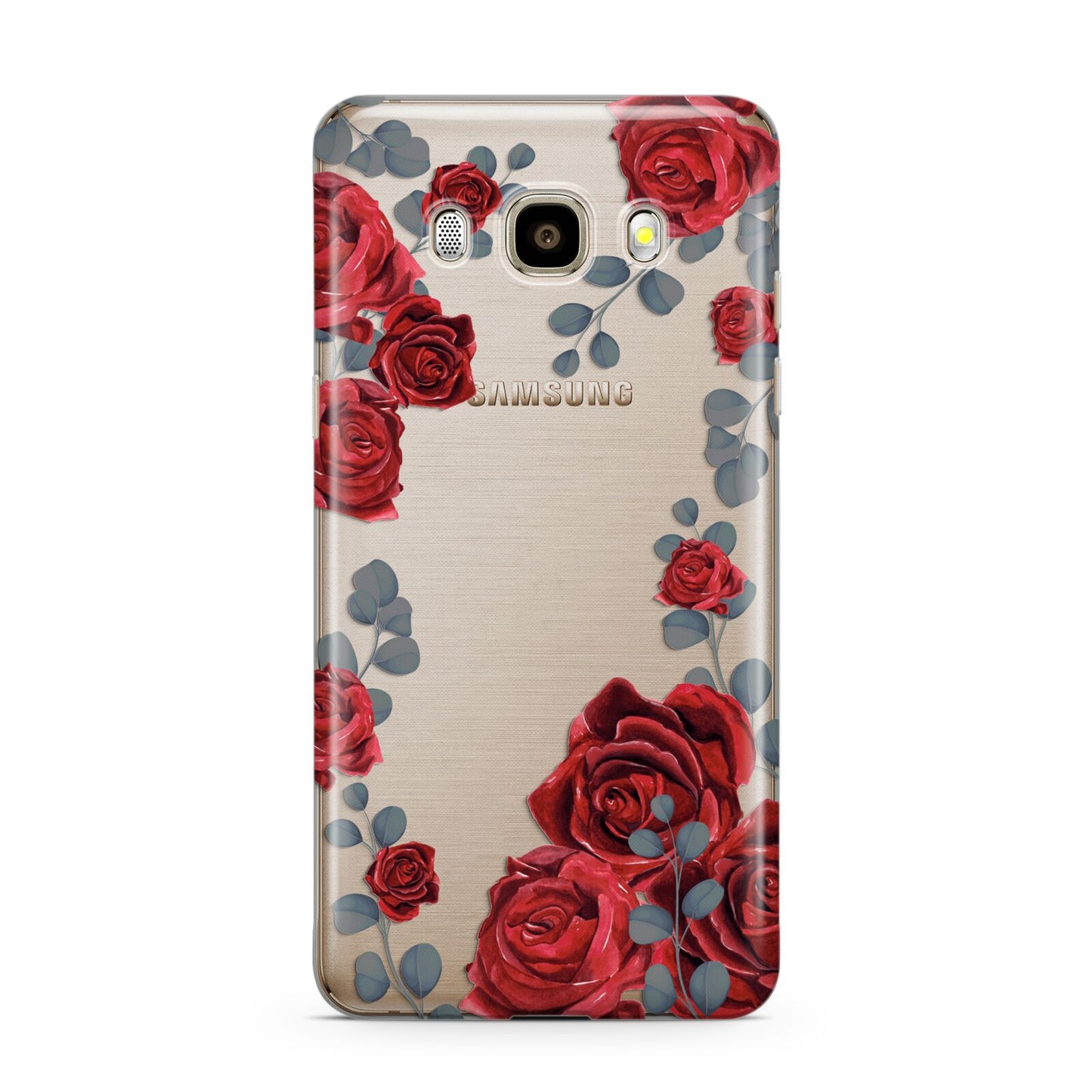 Red Roses Samsung Galaxy J7 2016 Case on gold phone