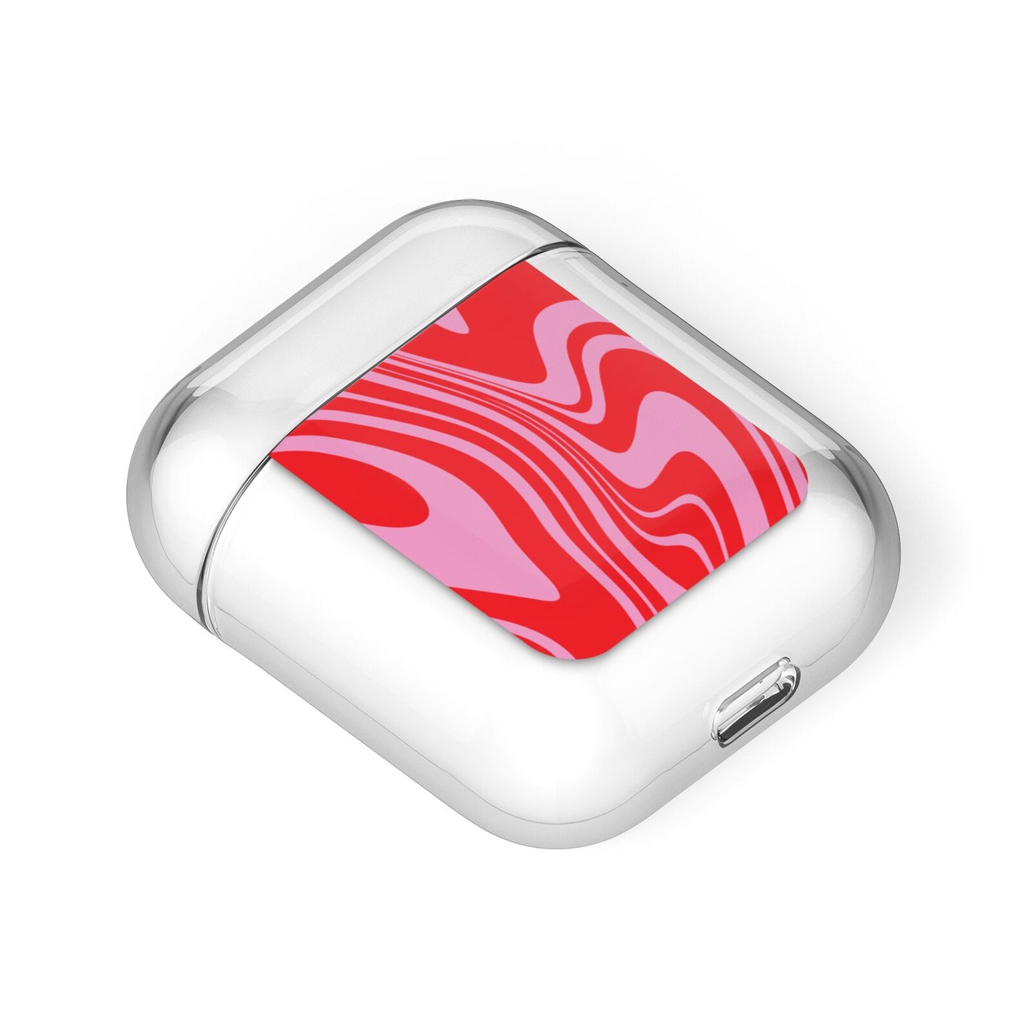 Red Swirl AirPods Case Laid Flat