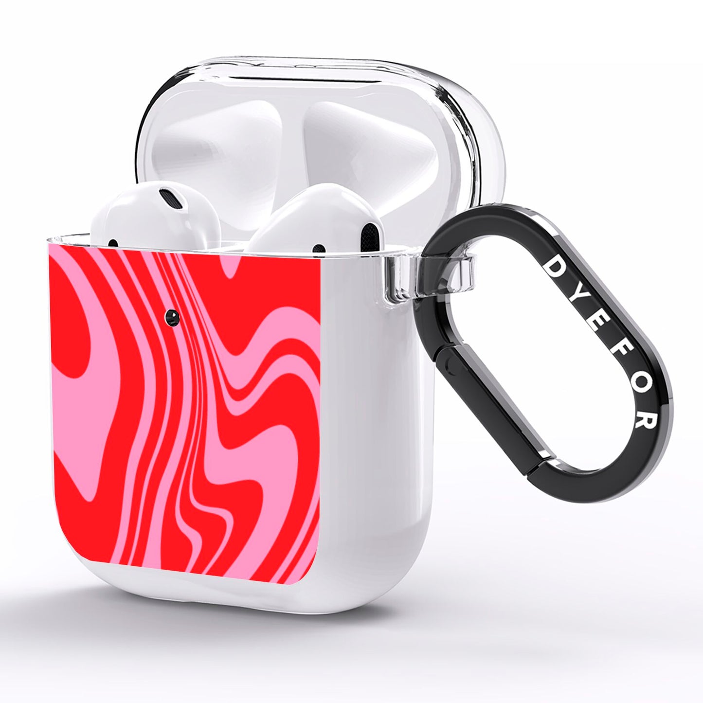 Red Swirl AirPods Clear Case Side Image