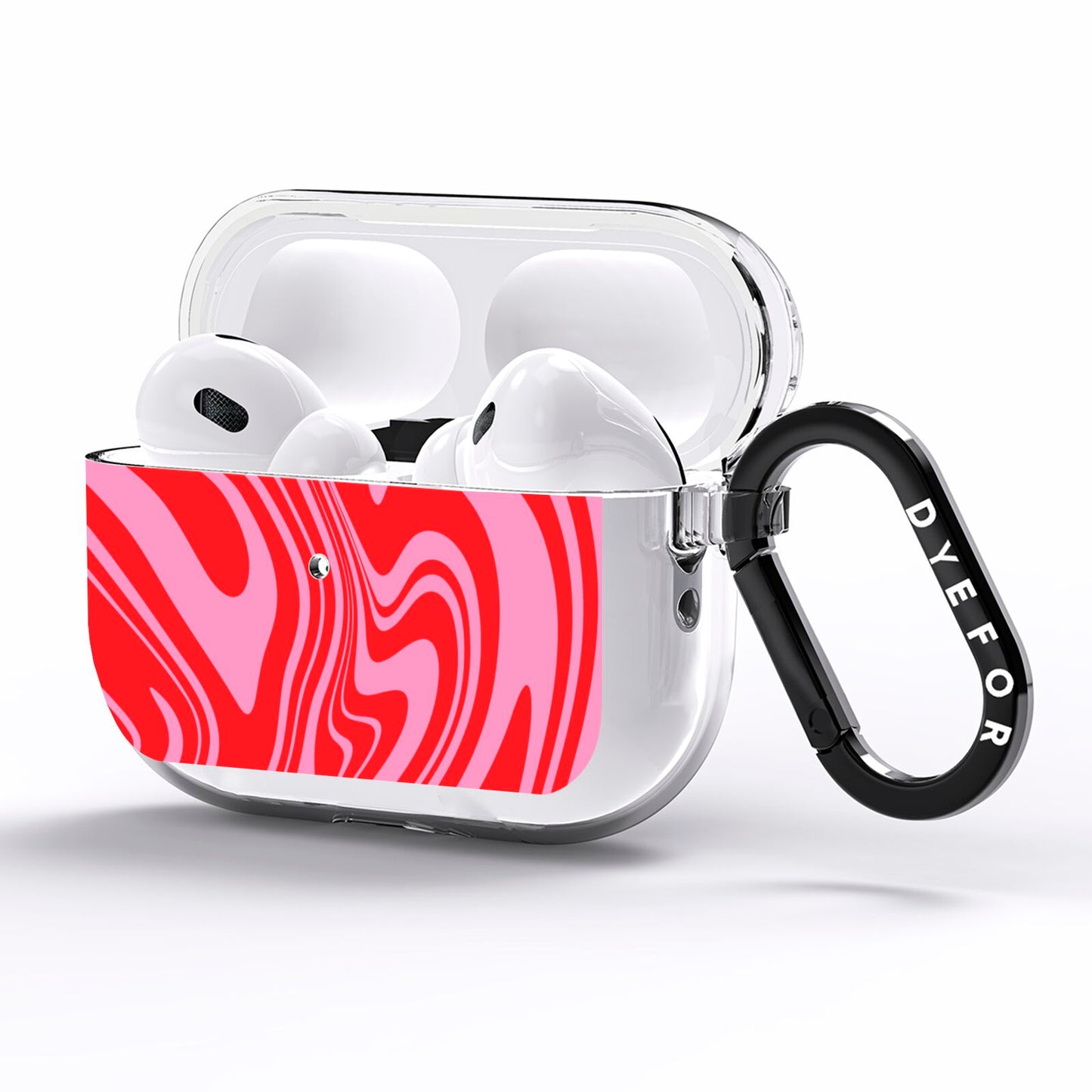 Red Swirl AirPods Pro Clear Case Side Image