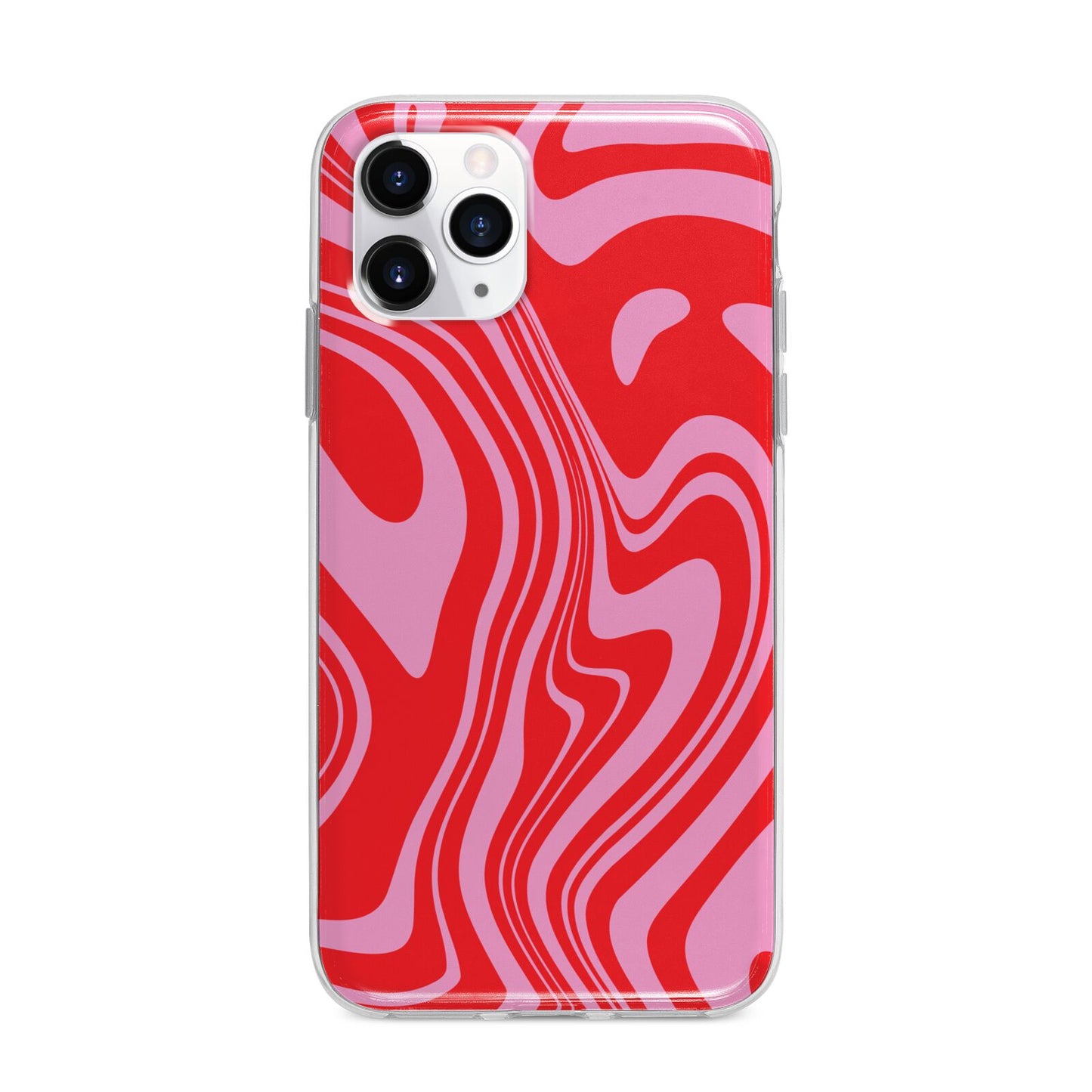 Red Swirl Apple iPhone 11 Pro Max in Silver with Bumper Case