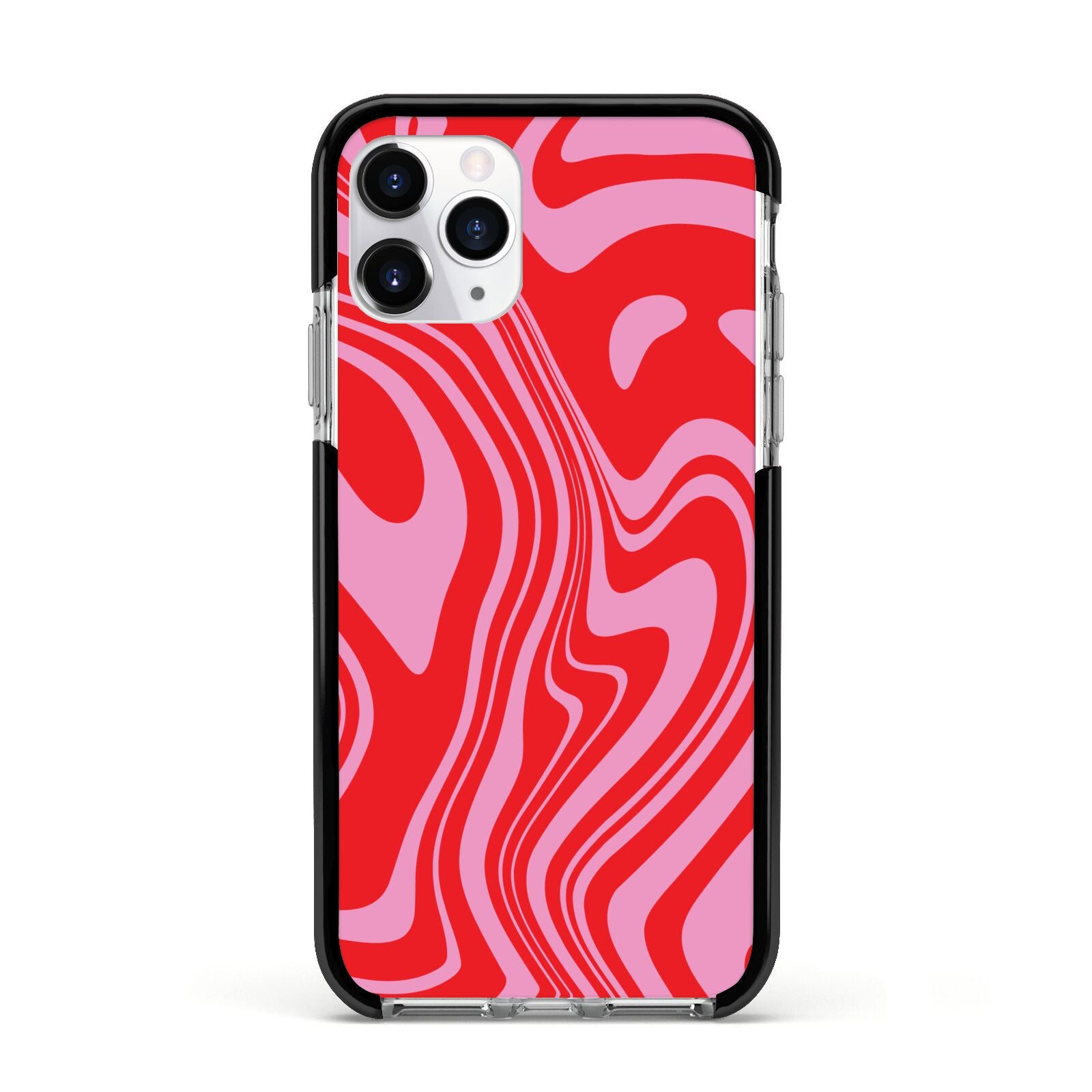 Red Swirl Apple iPhone 11 Pro in Silver with Black Impact Case