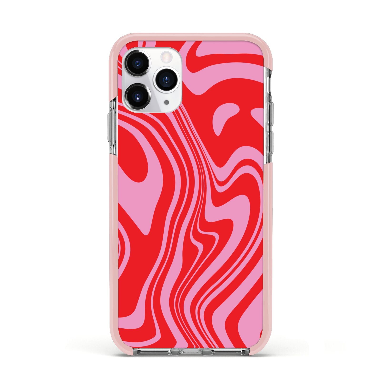 Red Swirl Apple iPhone 11 Pro in Silver with Pink Impact Case