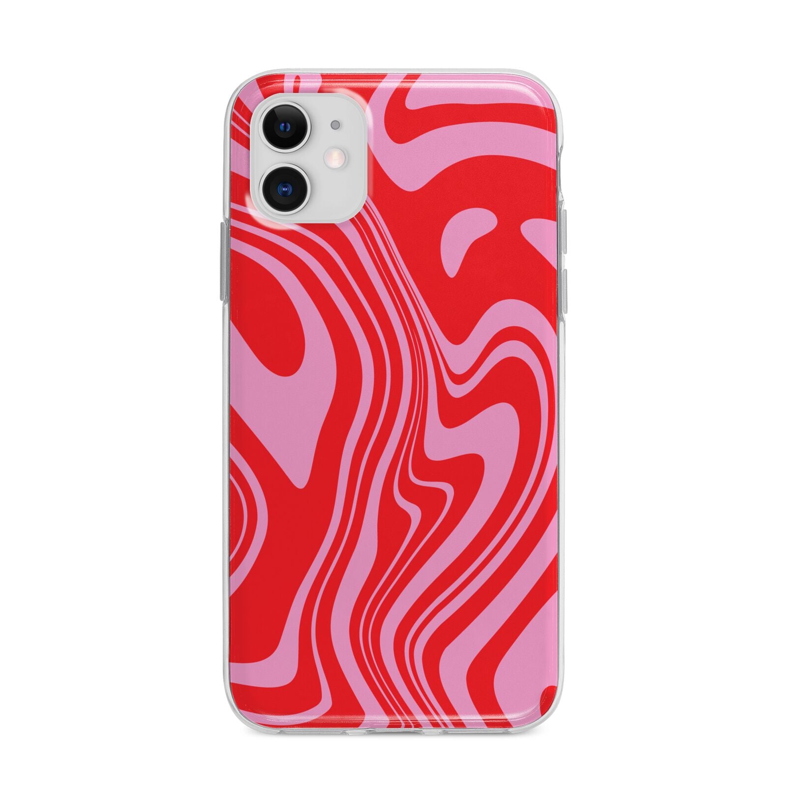 Red Swirl Apple iPhone 11 in White with Bumper Case