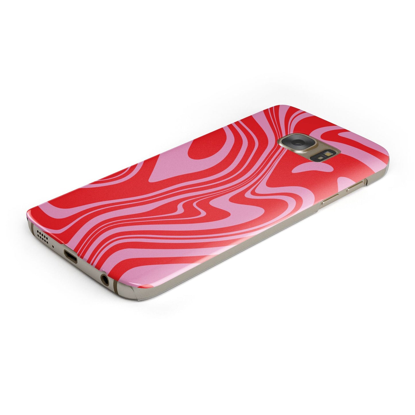 Red Swirl Protective Samsung Galaxy Case Angled Image