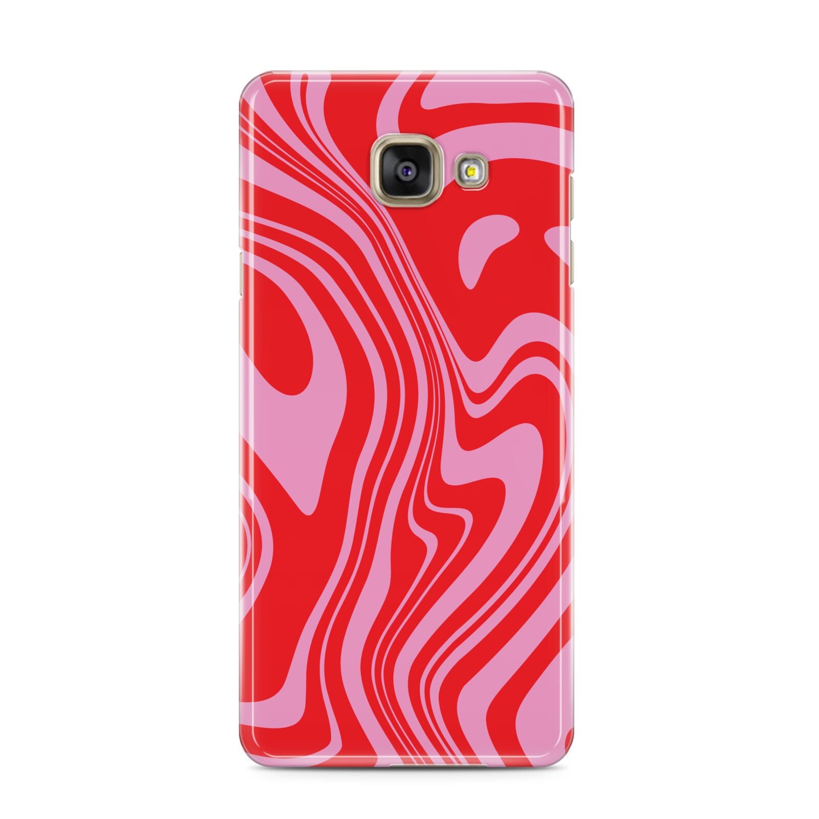 Red Swirl Samsung Galaxy A3 2016 Case on gold phone