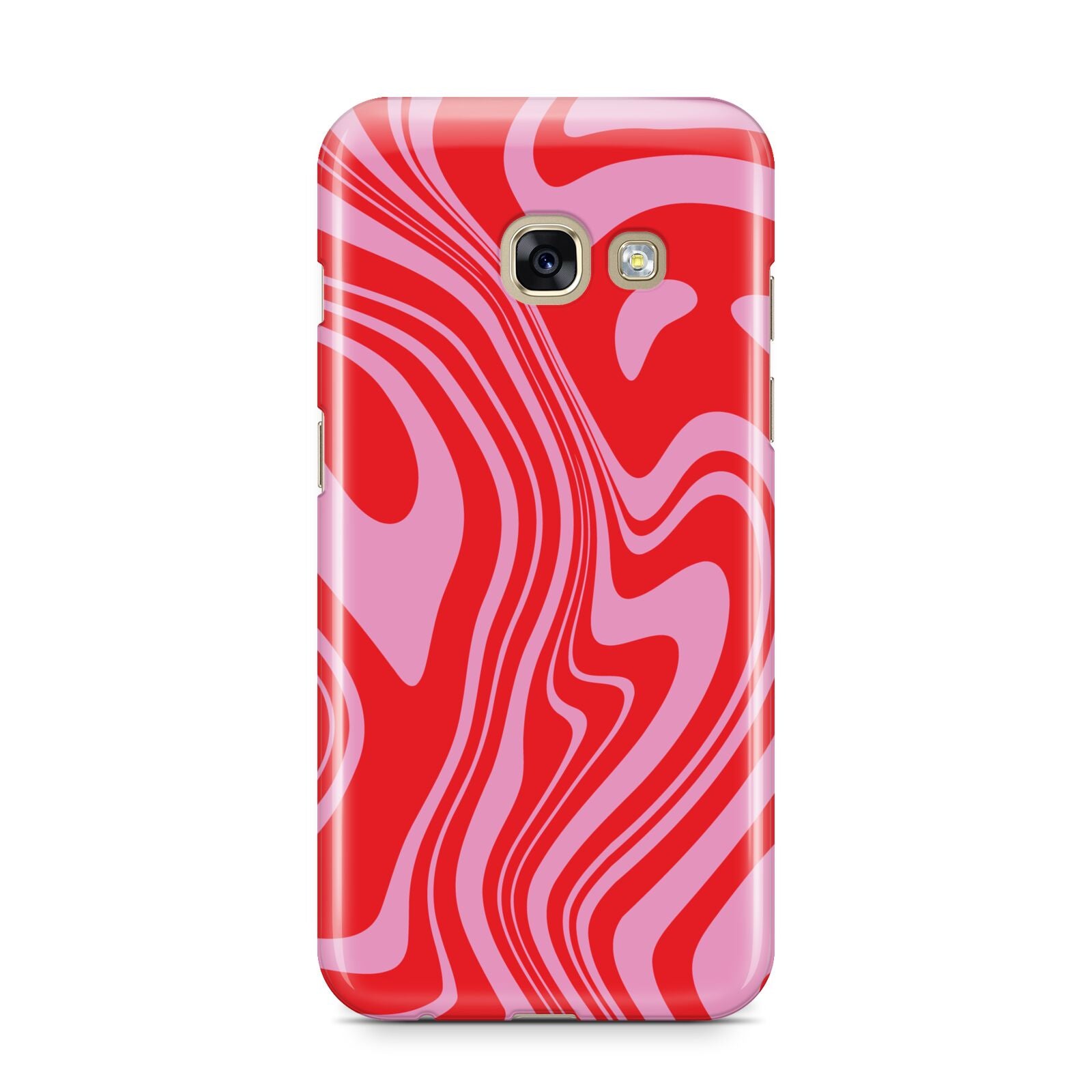 Red Swirl Samsung Galaxy A3 2017 Case on gold phone