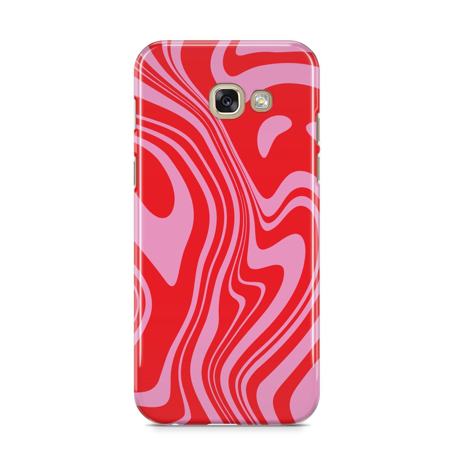 Red Swirl Samsung Galaxy A5 2017 Case on gold phone