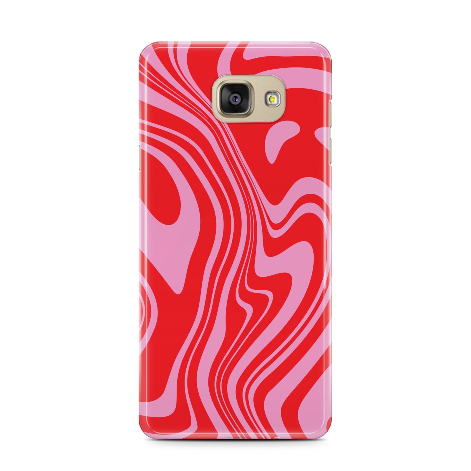 Red Swirl Samsung Galaxy A7 2016 Case on gold phone