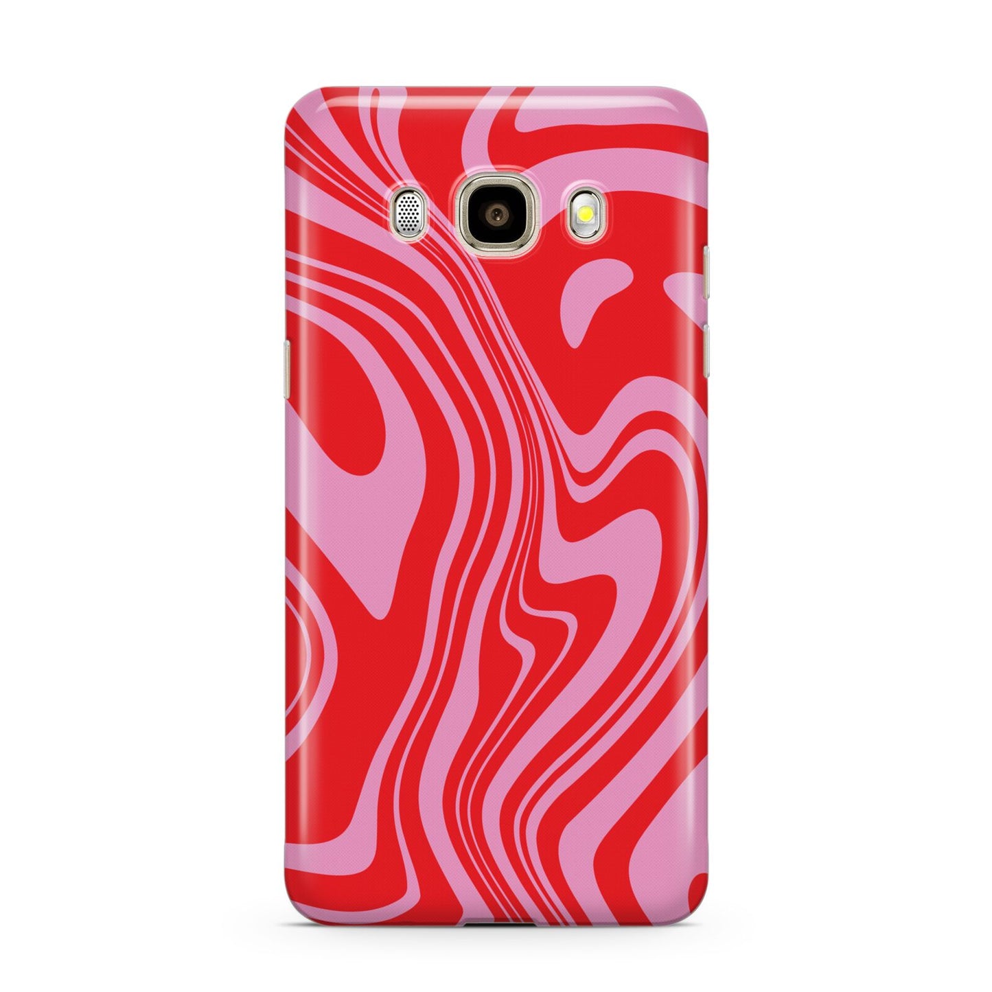 Red Swirl Samsung Galaxy J7 2016 Case on gold phone