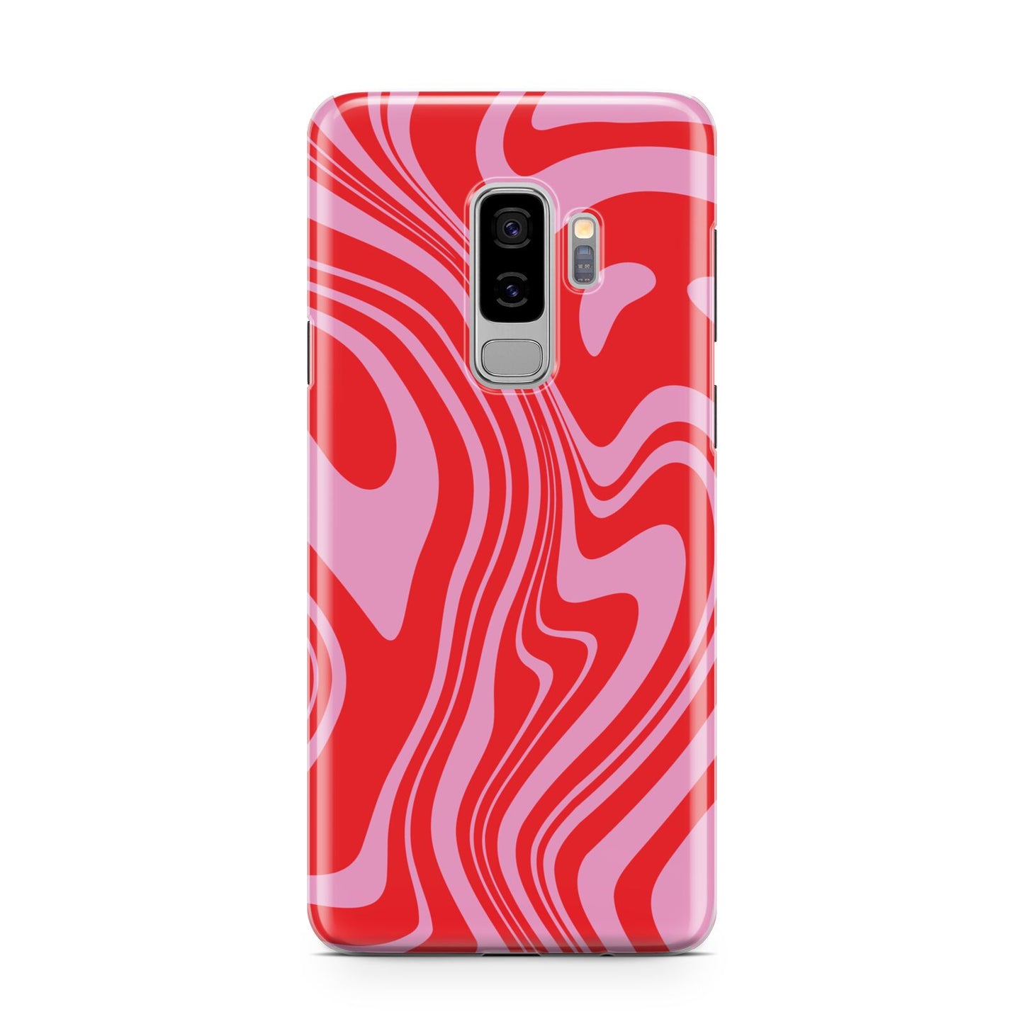 Red Swirl Samsung Galaxy S9 Plus Case on Silver phone