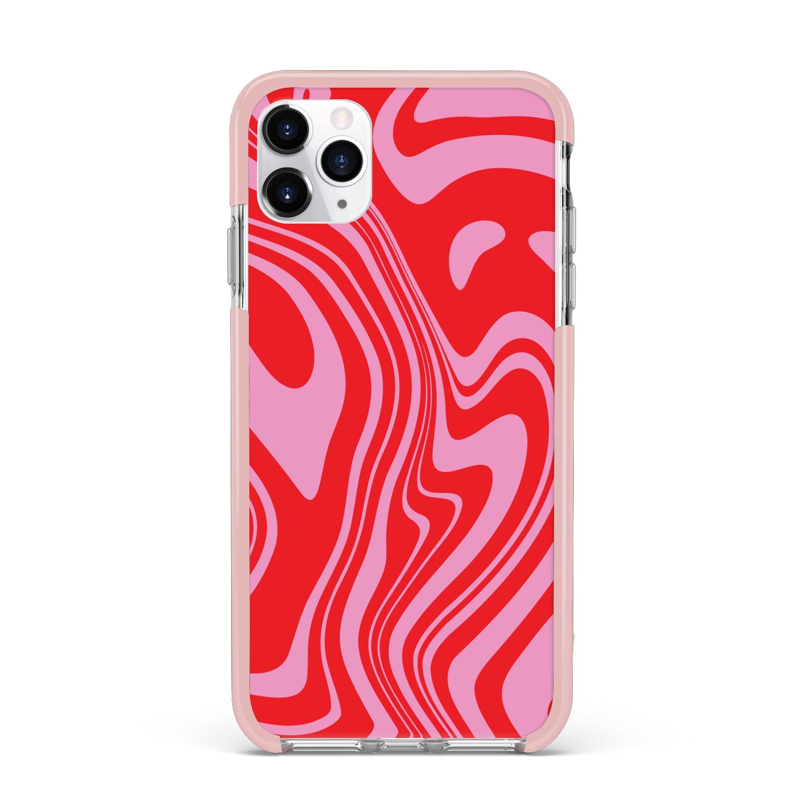 Red Swirl iPhone 11 Pro Max Impact Pink Edge Case