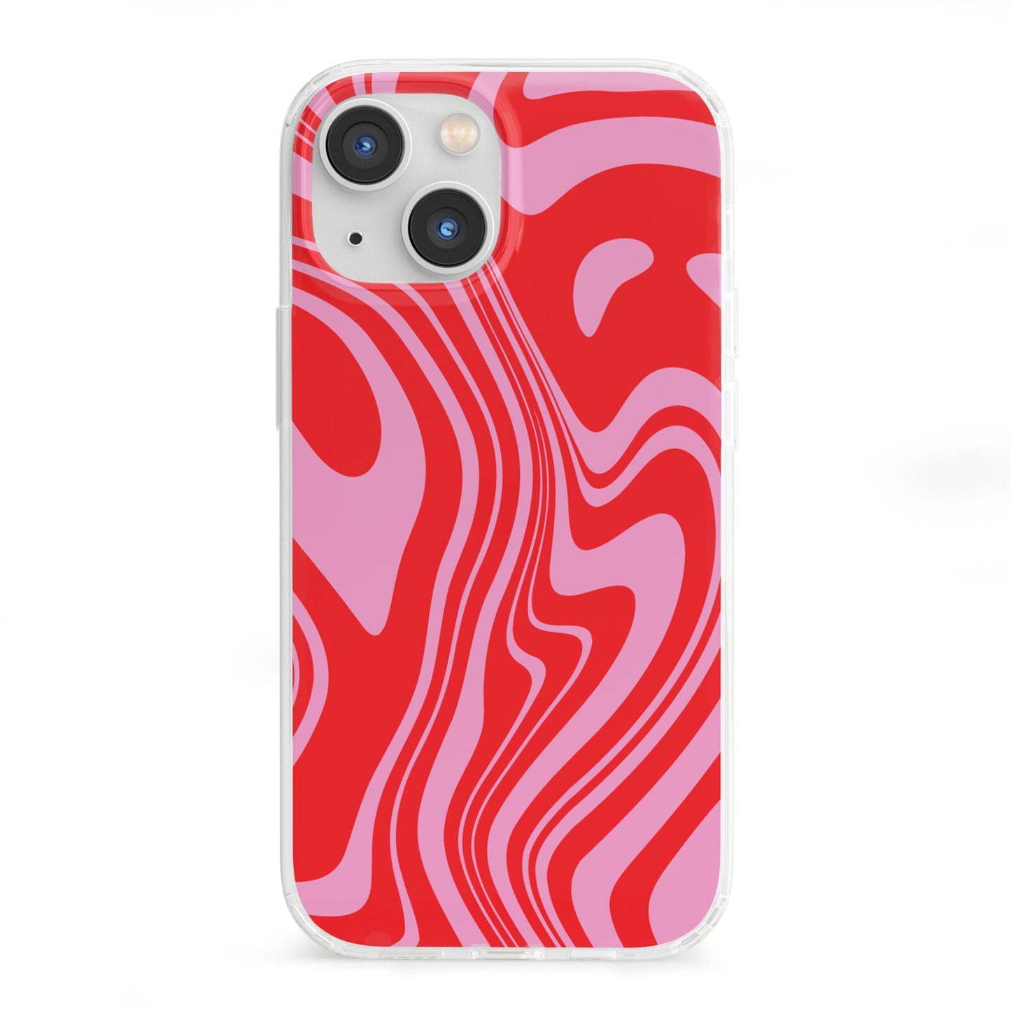 Red Swirl iPhone 13 Mini Clear Bumper Case