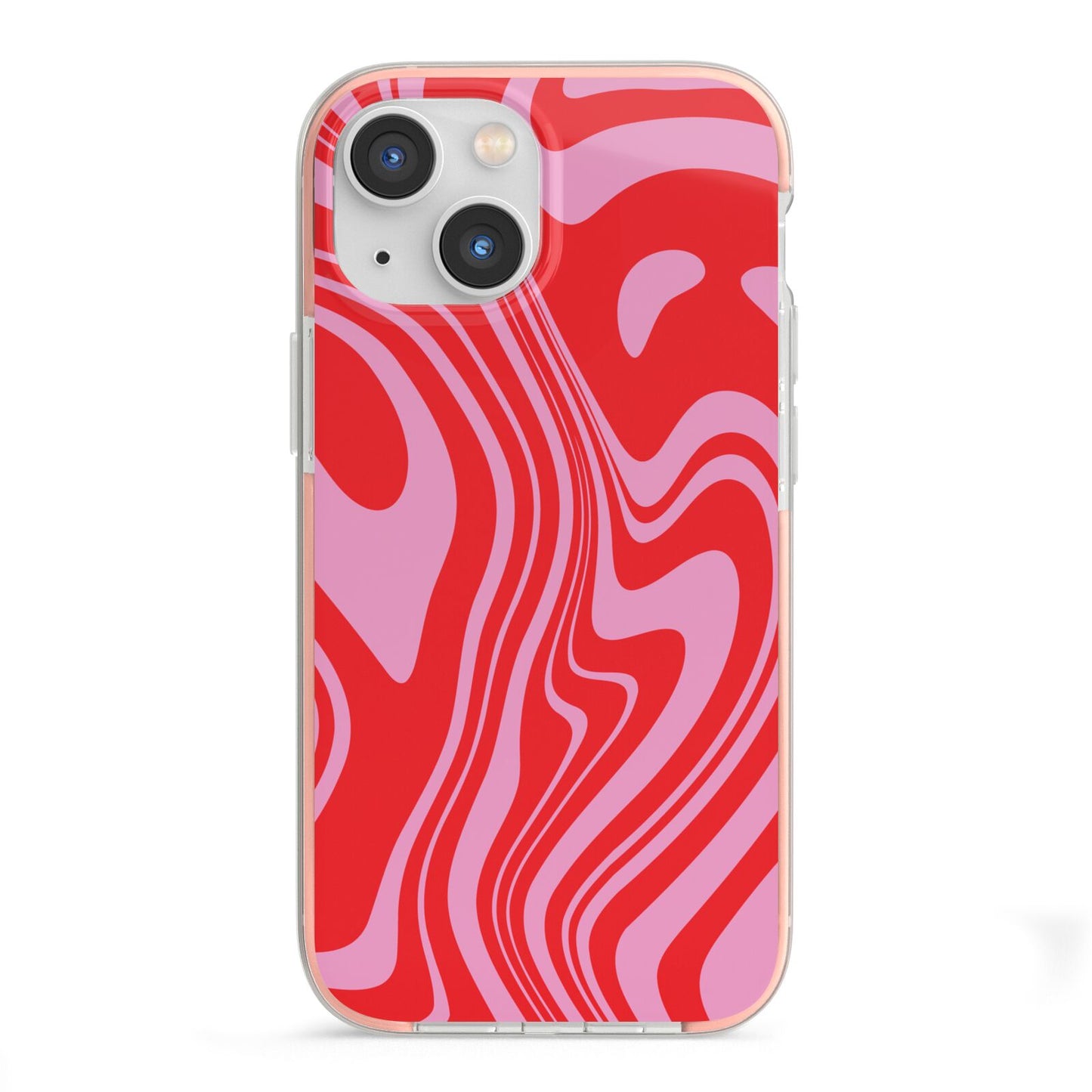 Red Swirl iPhone 13 Mini TPU Impact Case with Pink Edges