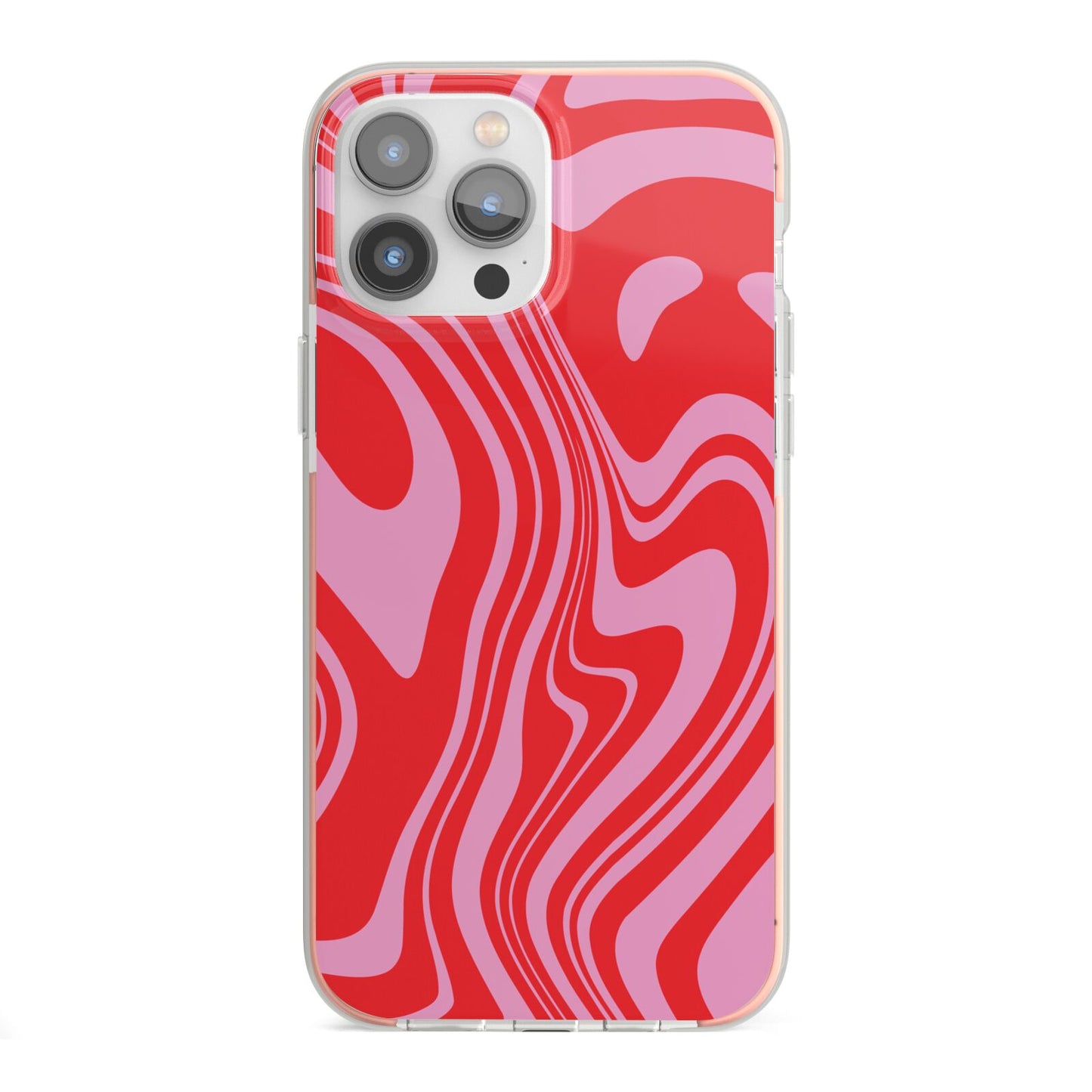 Red Swirl iPhone 13 Pro Max TPU Impact Case with Pink Edges